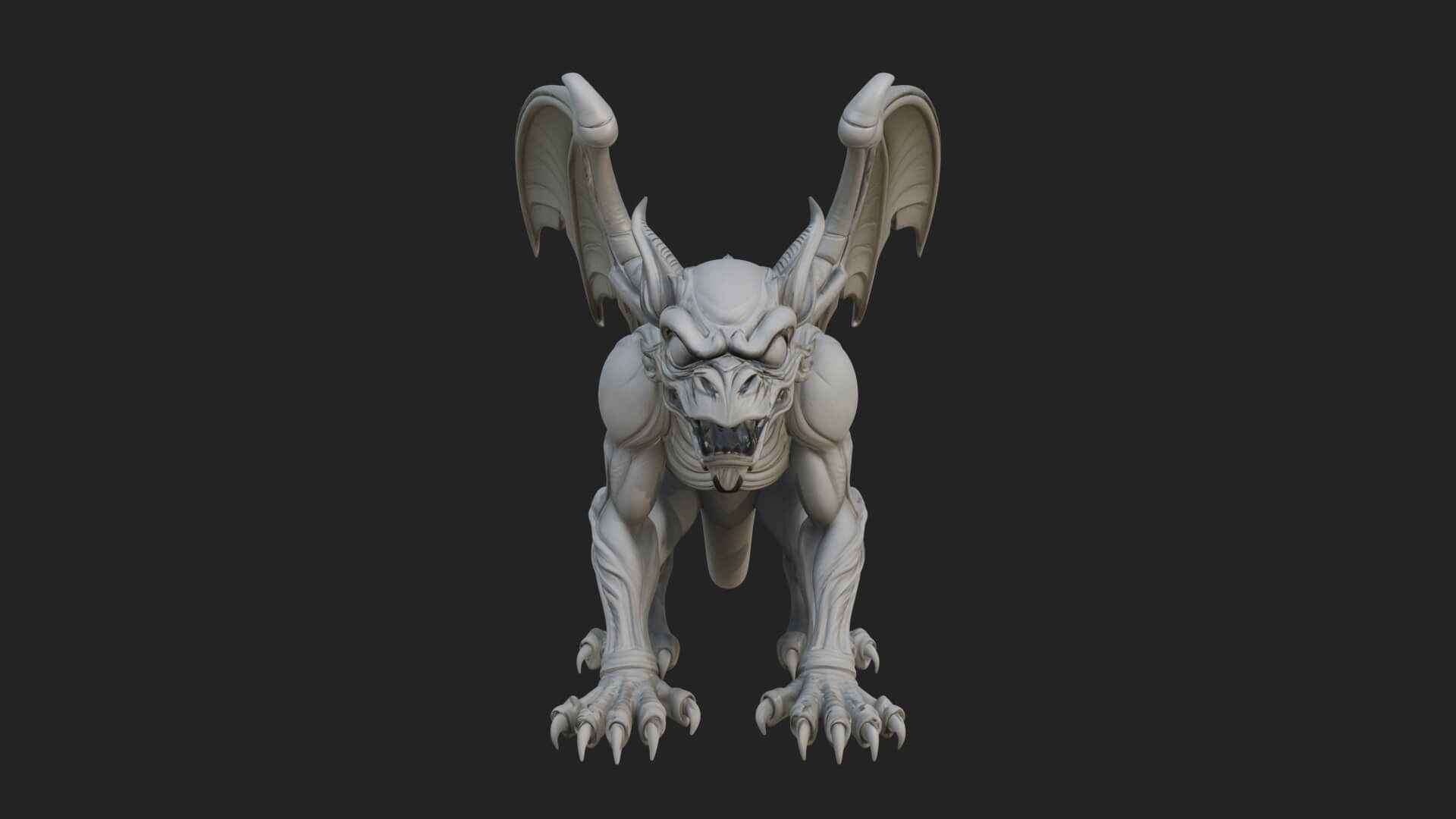 Winged Dragon Demon Statue Design 22 3D Print Model 3D Model