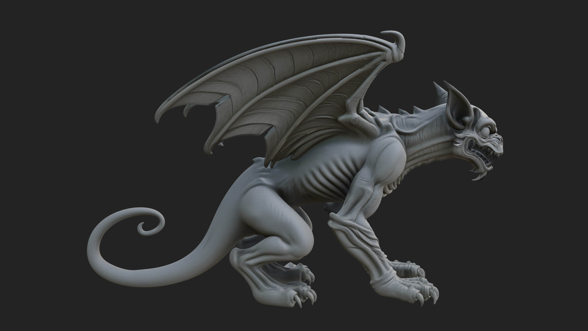 Winged Dragon Demon Statue Design 22 3D Print Model 3D Model