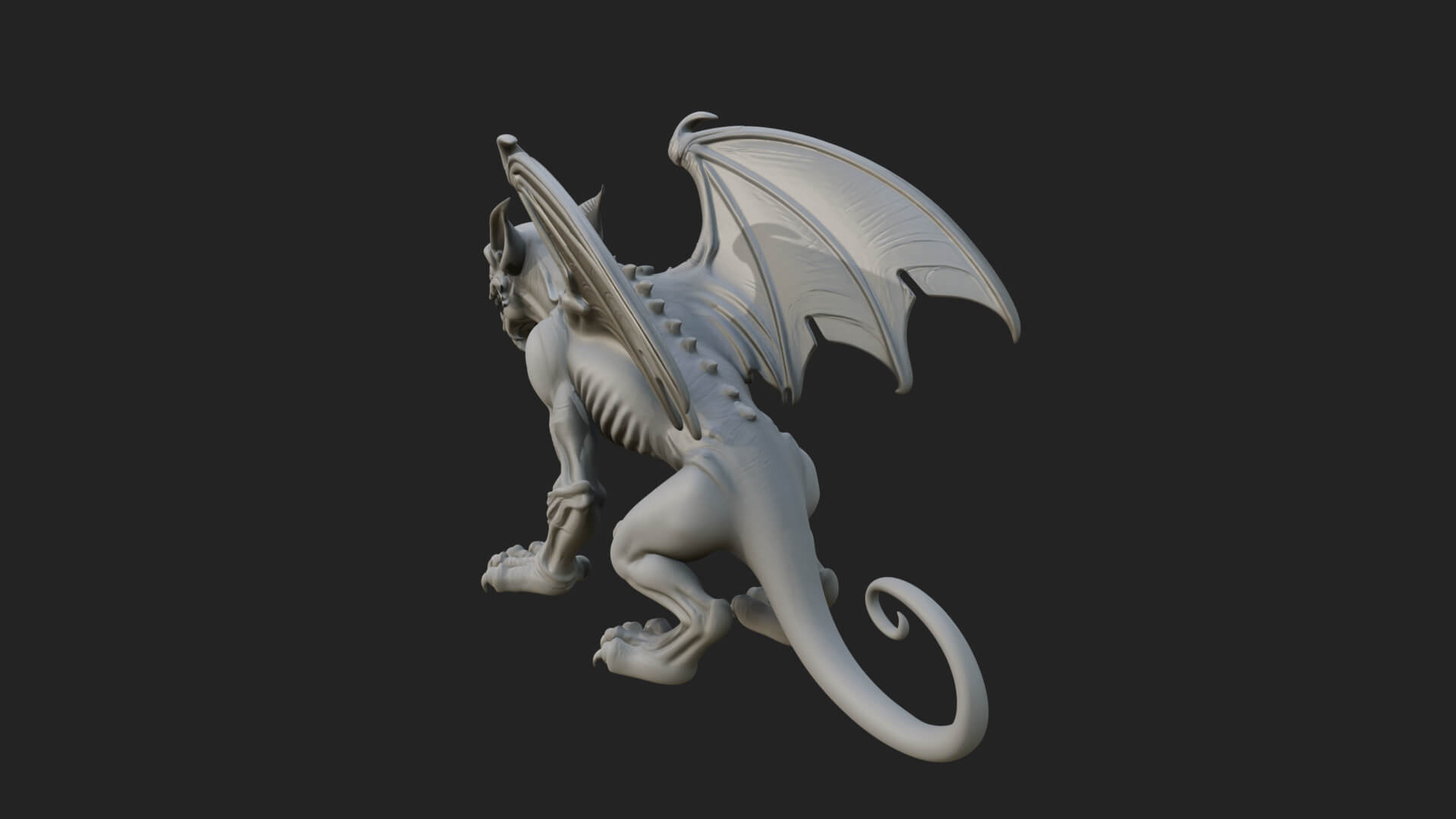 Winged Dragon Demon Statue Design 22 3D Print Model 3D Model