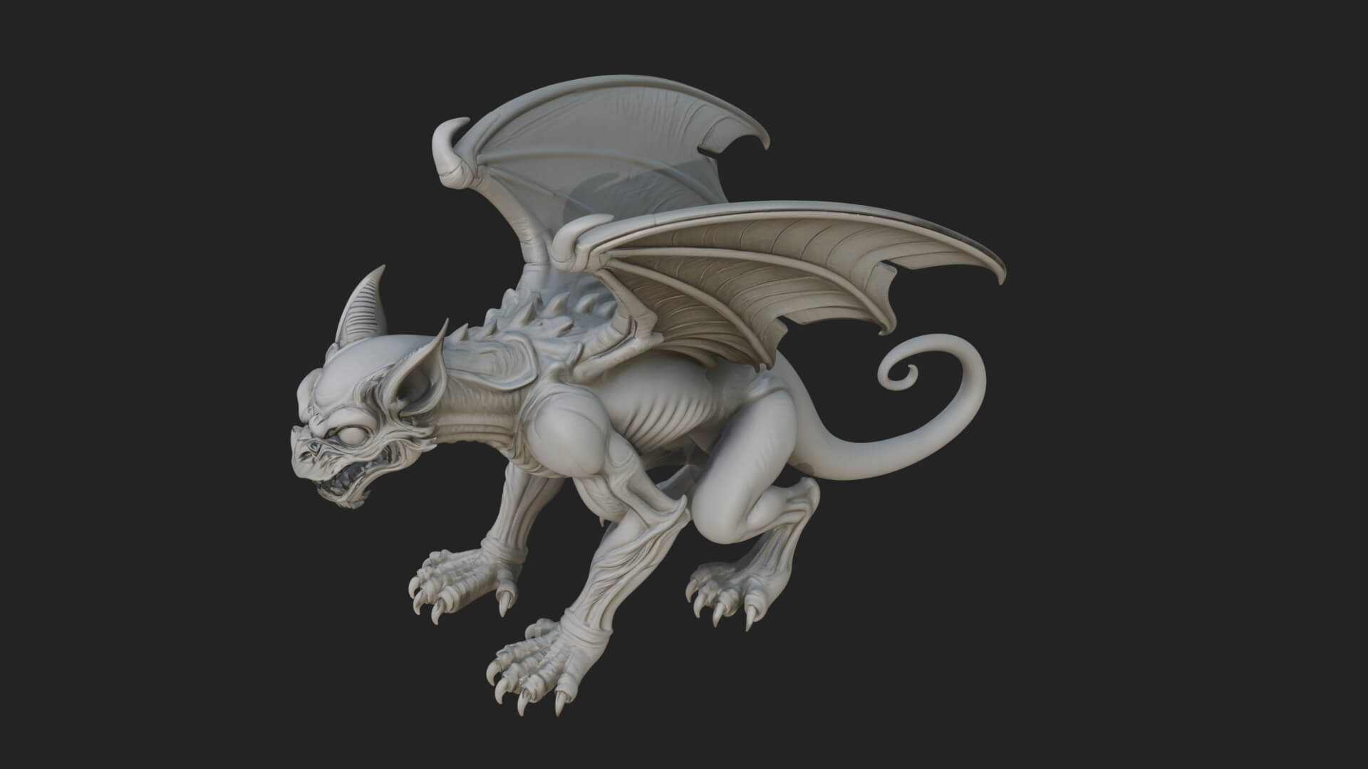 Winged Dragon Demon Statue Design 22 3D Print Model 3D Model