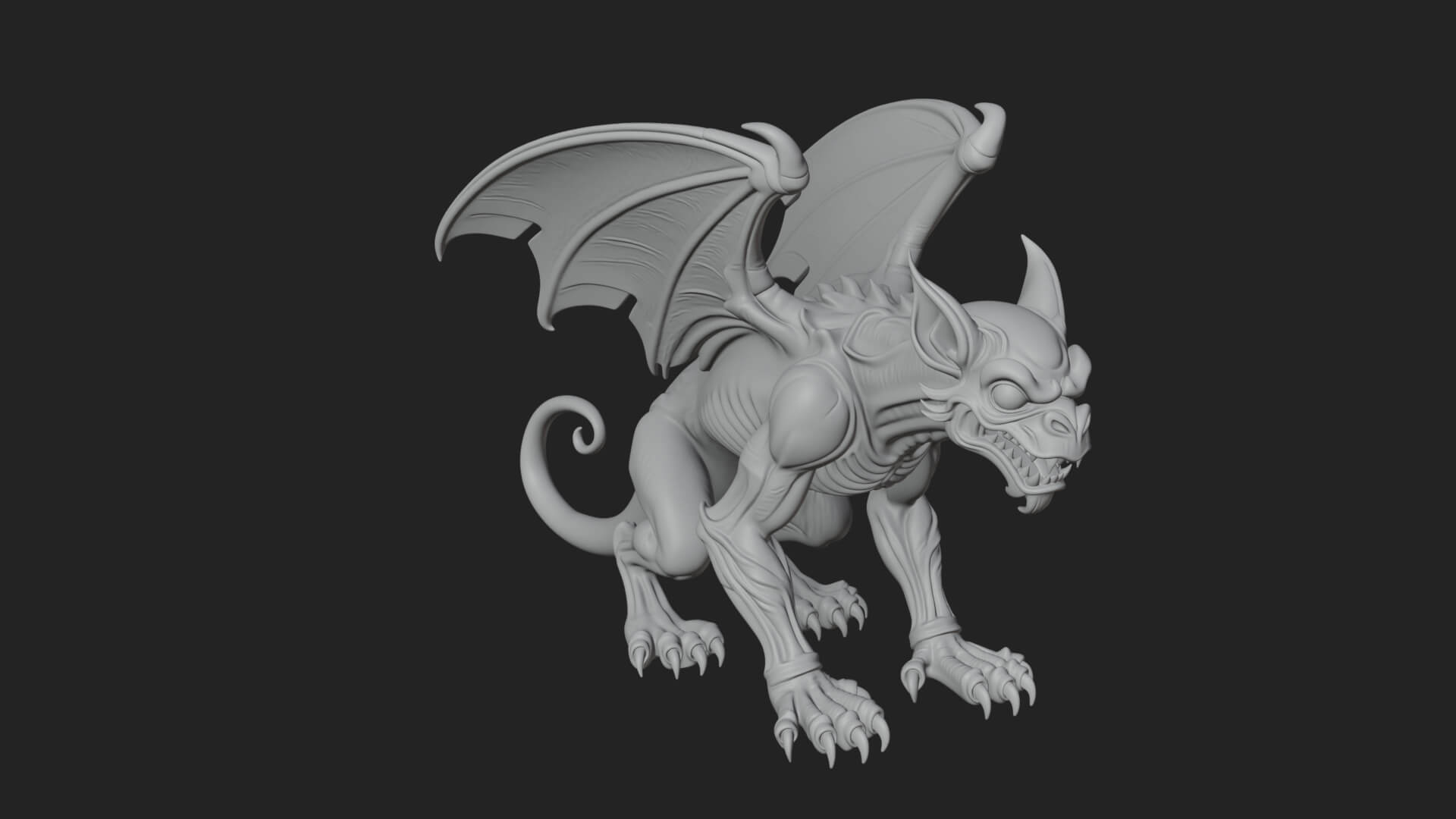 Winged Dragon Demon Statue Design 22 3D Print Model 3D Model