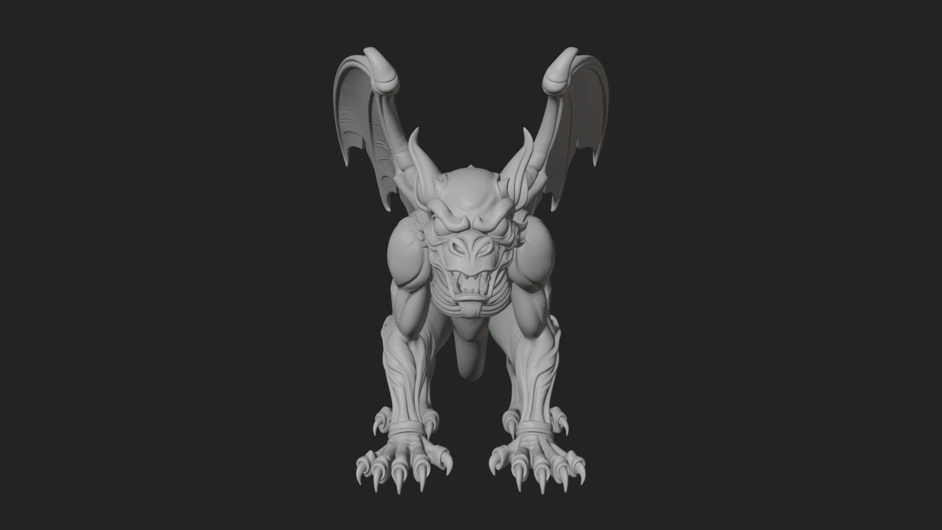 Winged Dragon Demon Statue Design 22 3D Print Model 3D Model
