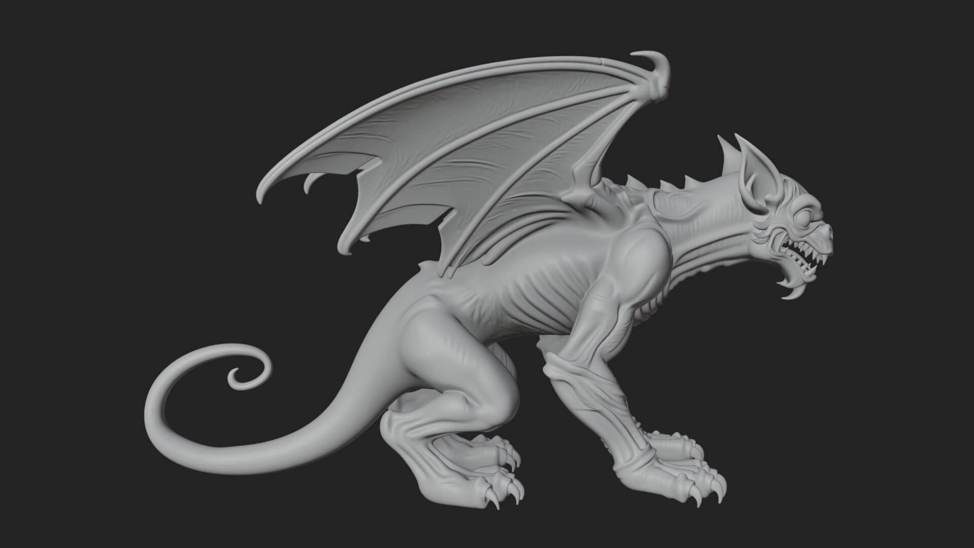 Winged Dragon Demon Statue Design 22 3D Print Model 3D Model