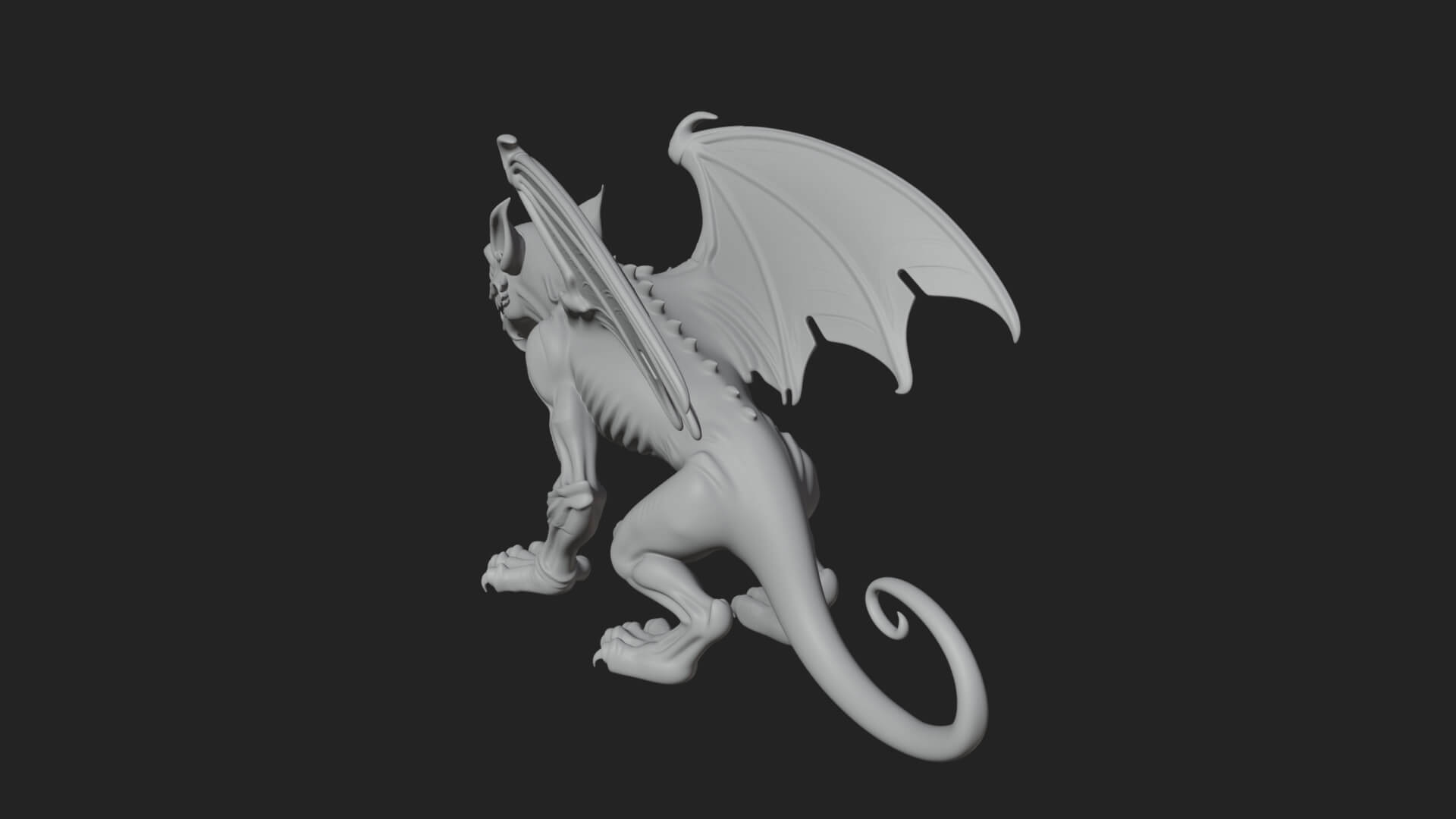 Winged Dragon Demon Statue Design 22 3D Print Model 3D Model