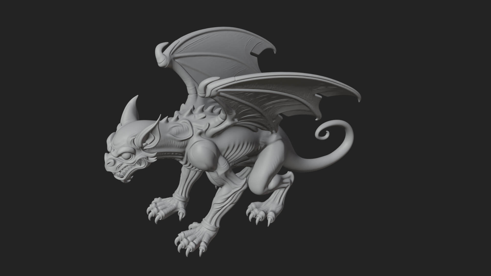 Winged Dragon Demon Statue Design 22 3D Print Model 3D Model