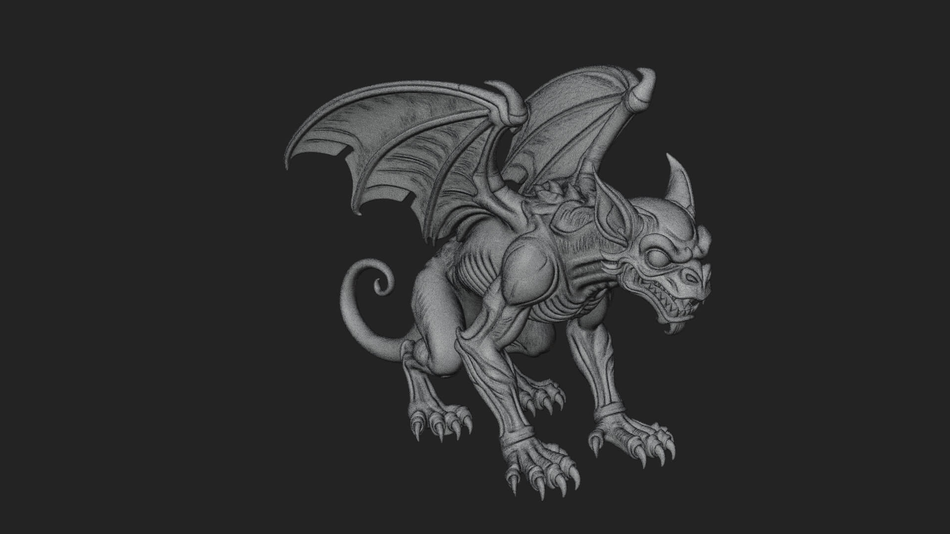 Winged Dragon Demon Statue Design 22 3D Print Model 3D Model