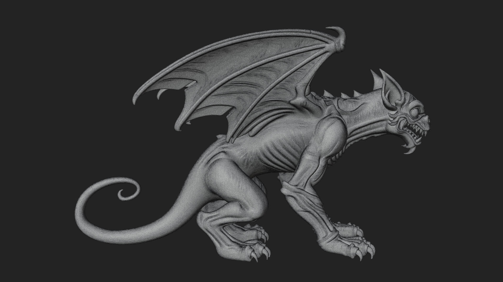 Winged Dragon Demon Statue Design 22 3D Print Model 3D Model