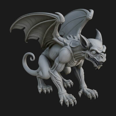 Winged Dragon Demon Statue Design 22 3D Print Model