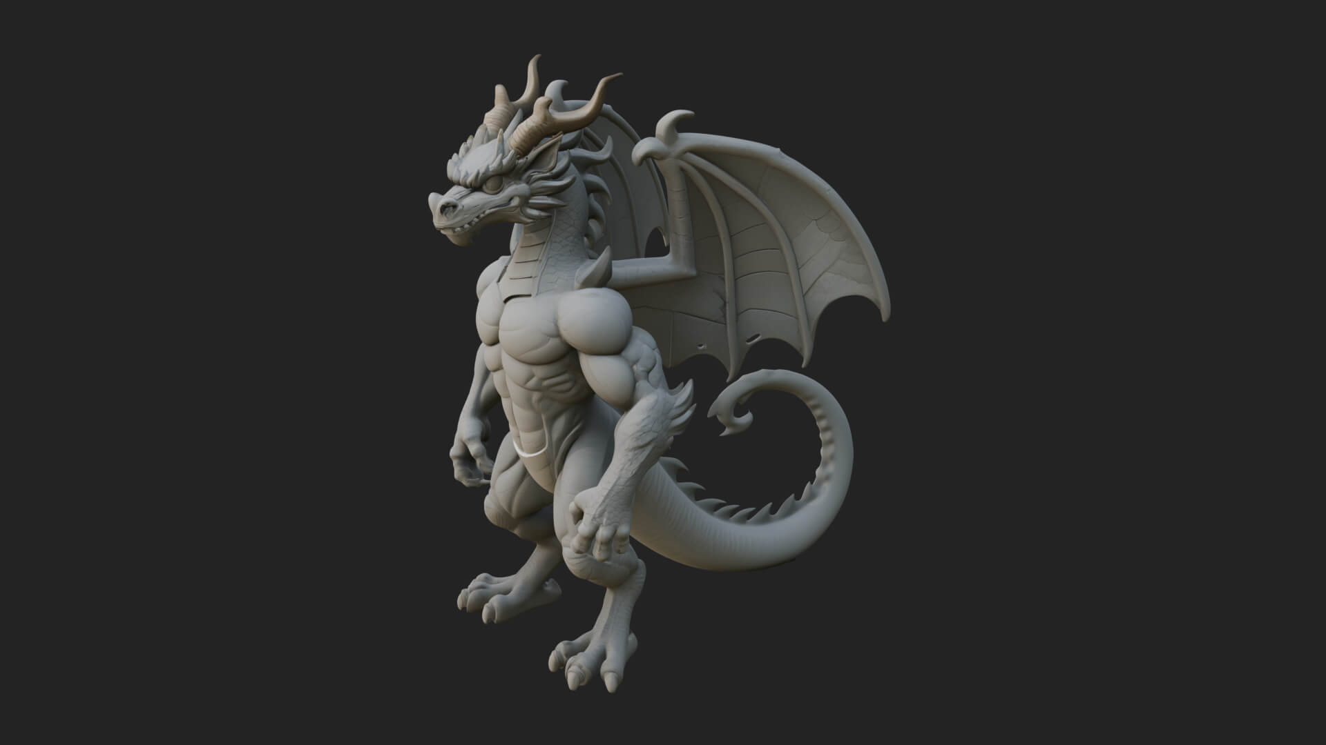 Winged Dragon Demon Statue Design 23 3D Print Model 3D Model