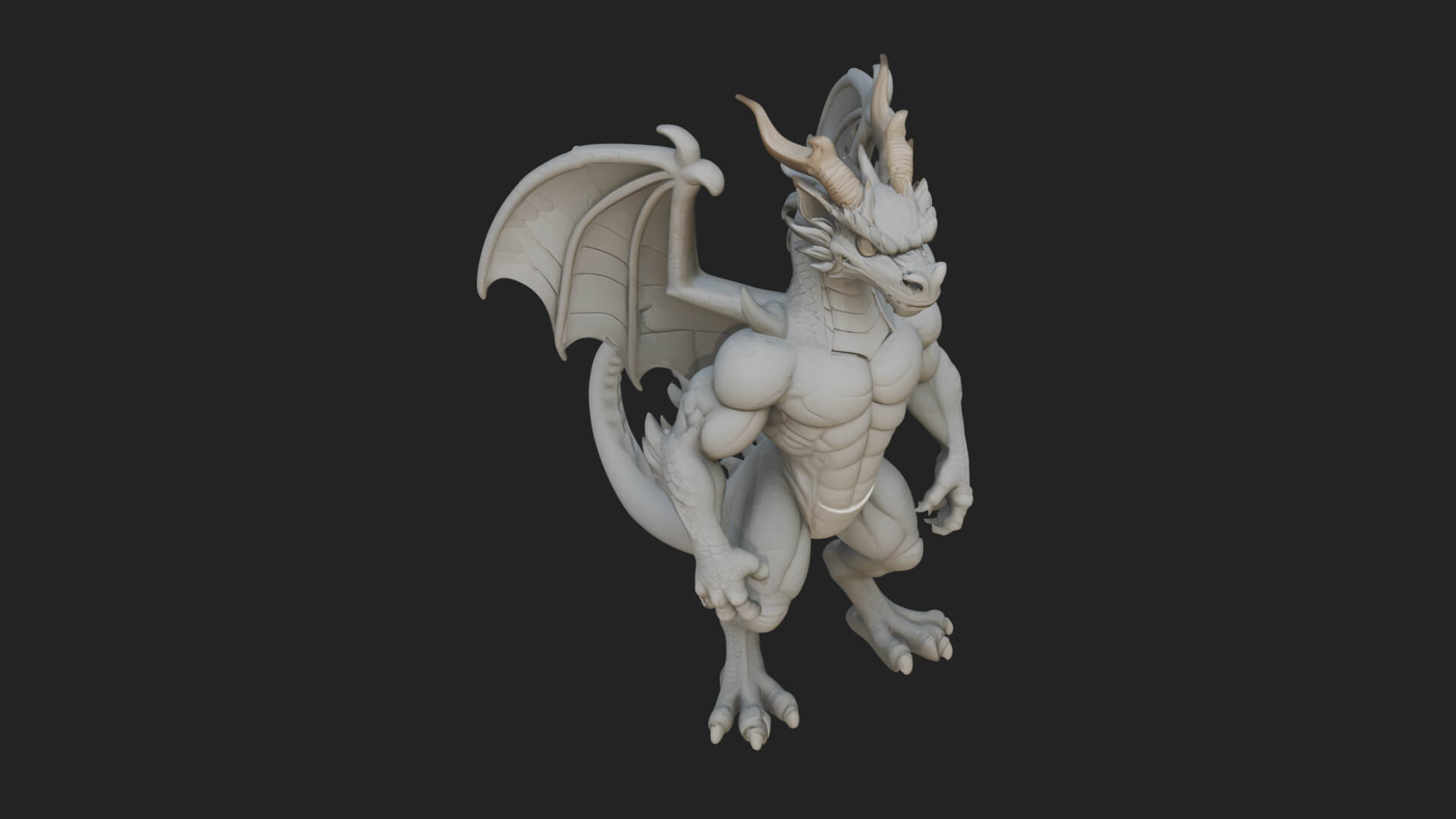 Winged Dragon Demon Statue Design 23 3D Print Model 3D Model