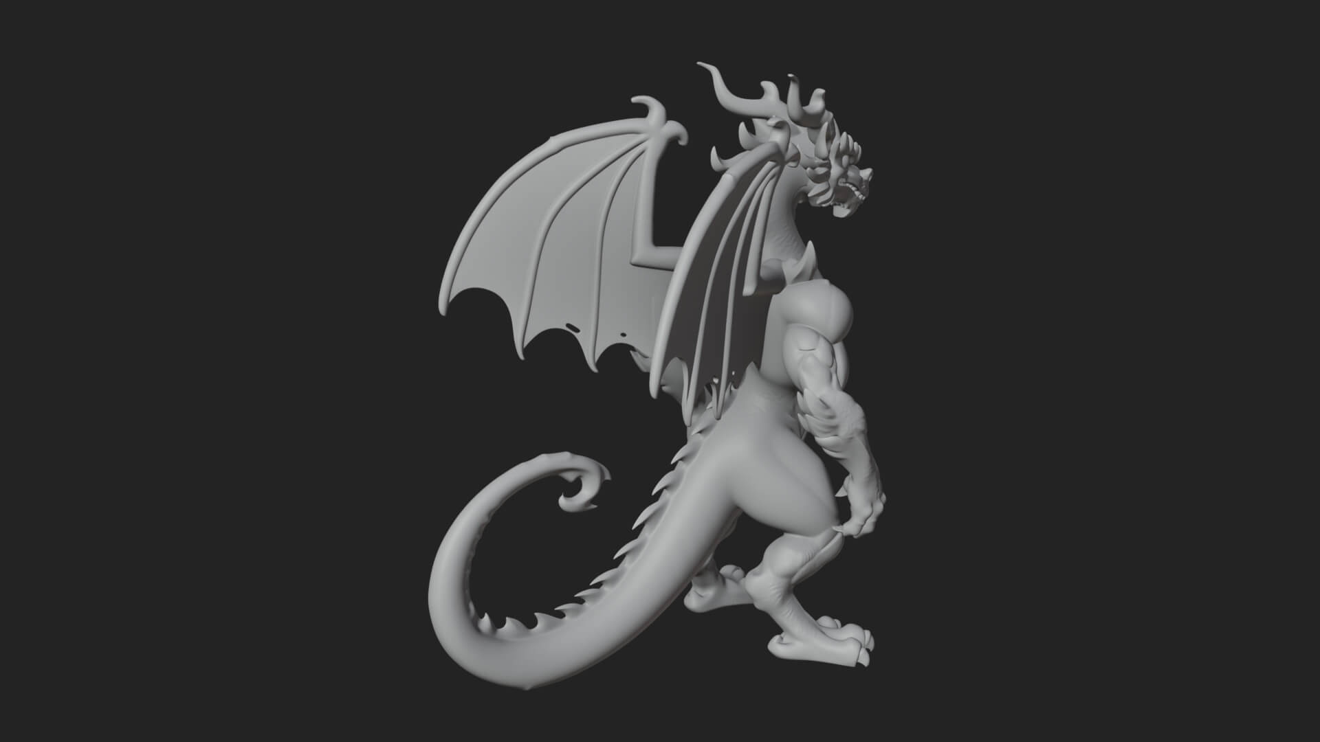 Winged Dragon Demon Statue Design 23 3D Print Model 3D Model