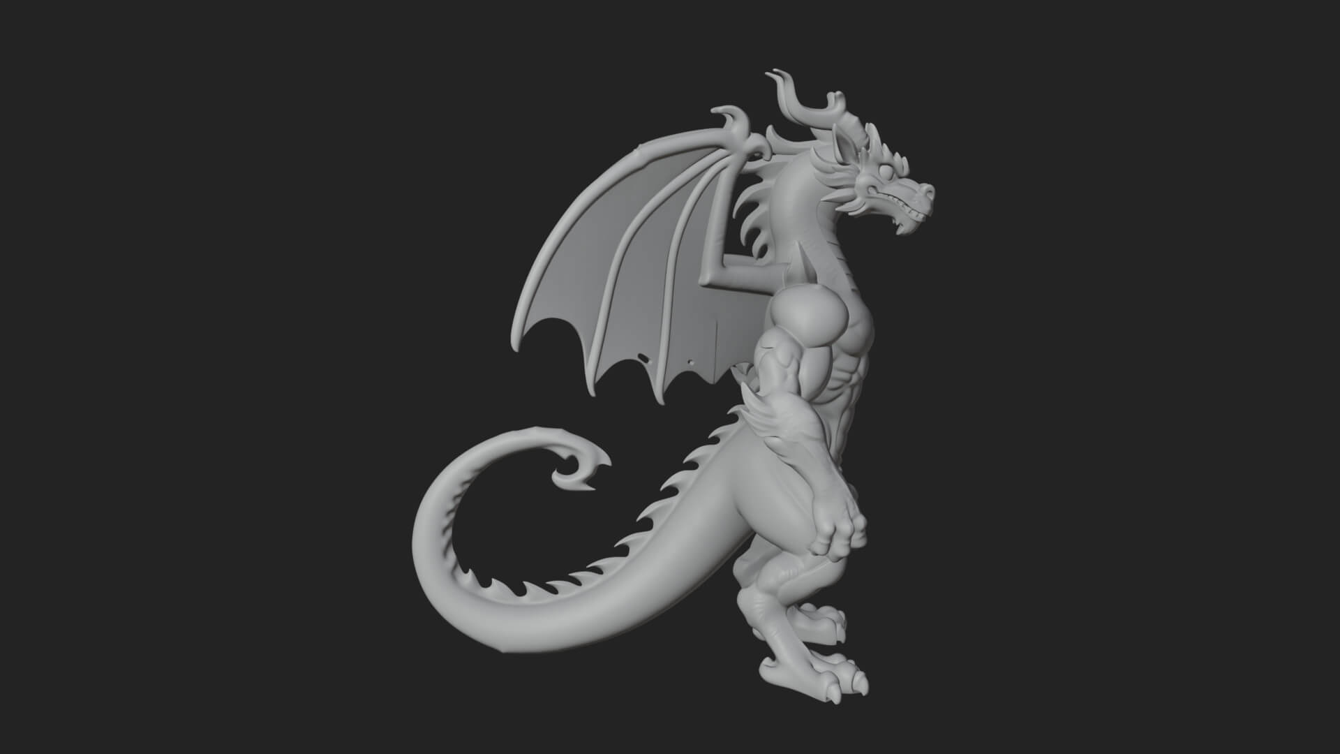 Winged Dragon Demon Statue Design 23 3D Print Model 3D Model
