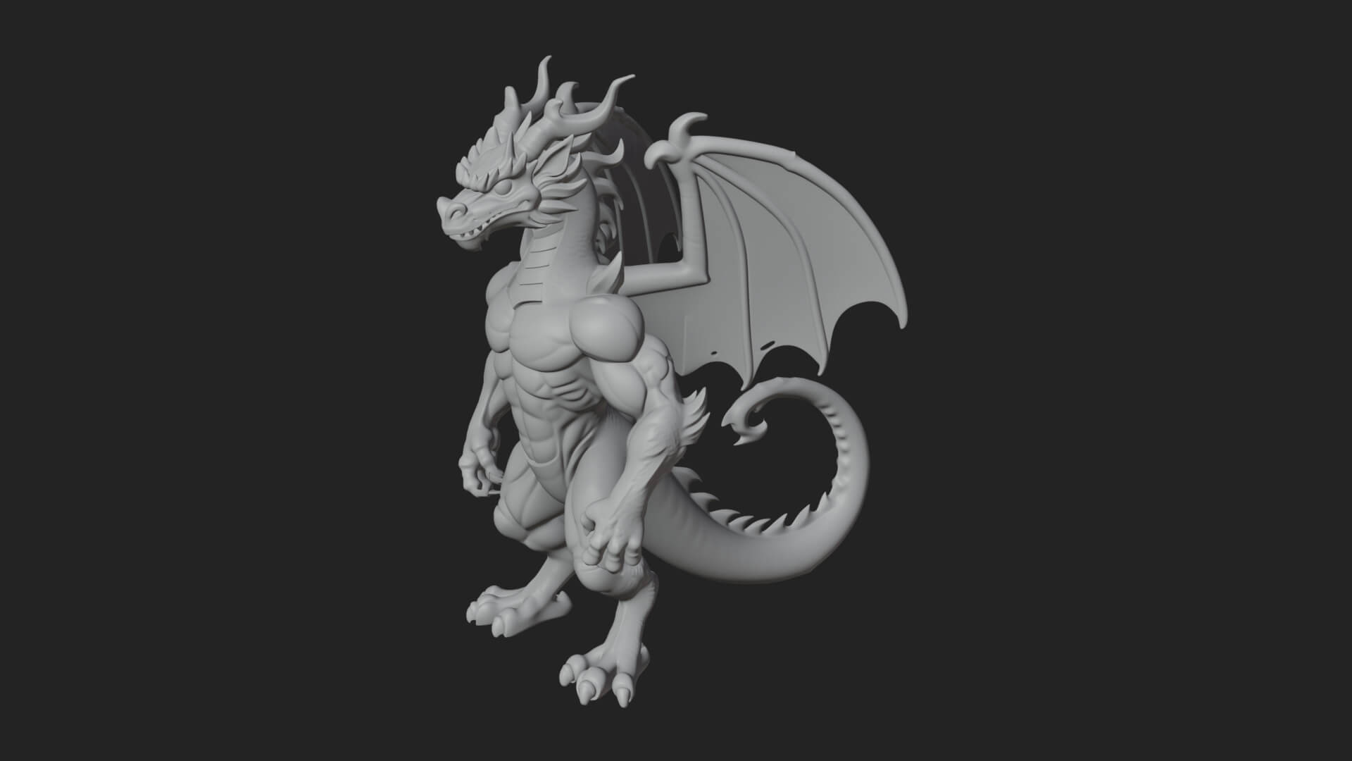 Winged Dragon Demon Statue Design 23 3D Print Model 3D Model