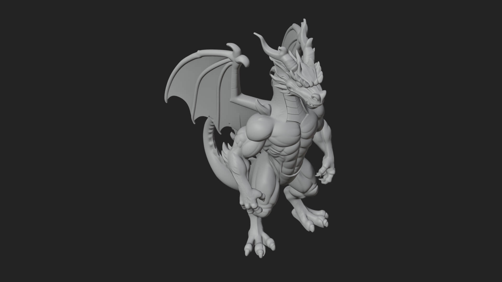 Winged Dragon Demon Statue Design 23 3D Print Model 3D Model