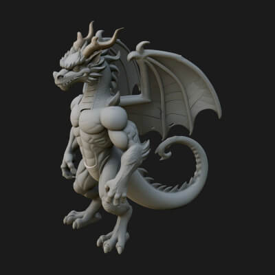 Winged Dragon Demon Statue Design 23 3D Print Model