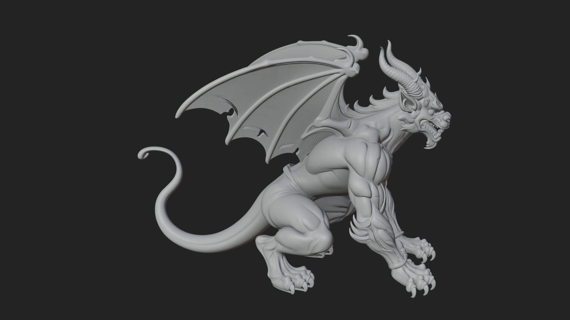 Winged Dragon Demon Statue Design 24 3D Print Model 3D Model