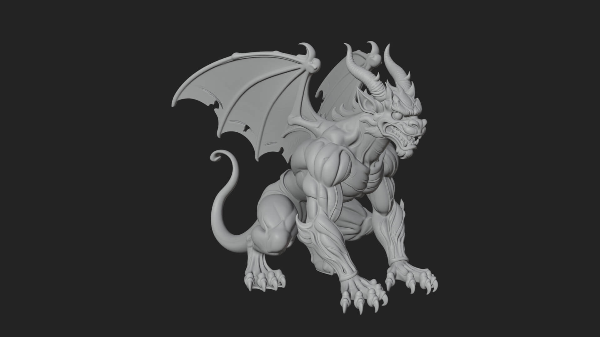 Winged Dragon Demon Statue Design 24 3D Print Model 3D Model