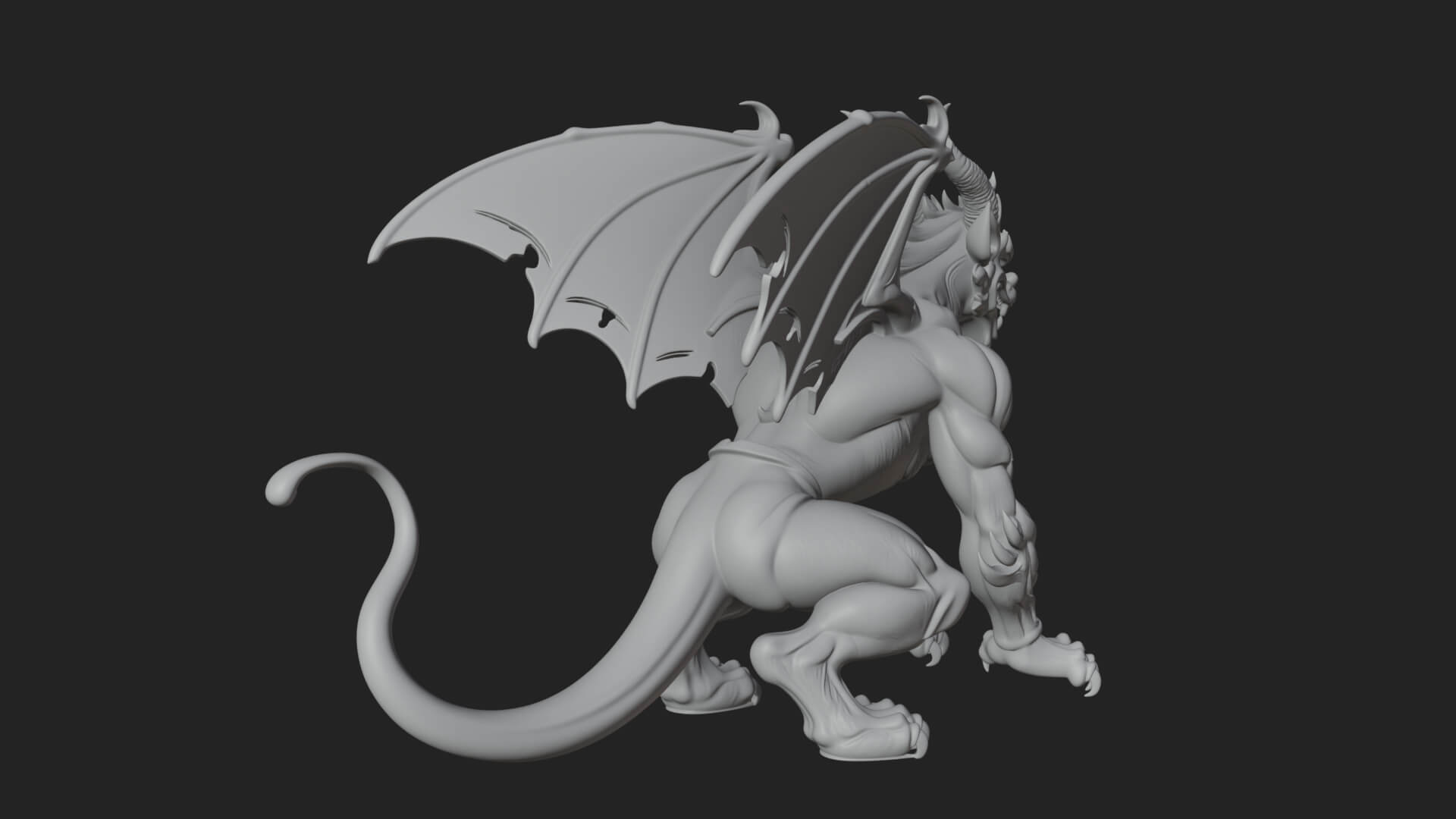 Winged Dragon Demon Statue Design 24 3D Print Model 3D Model
