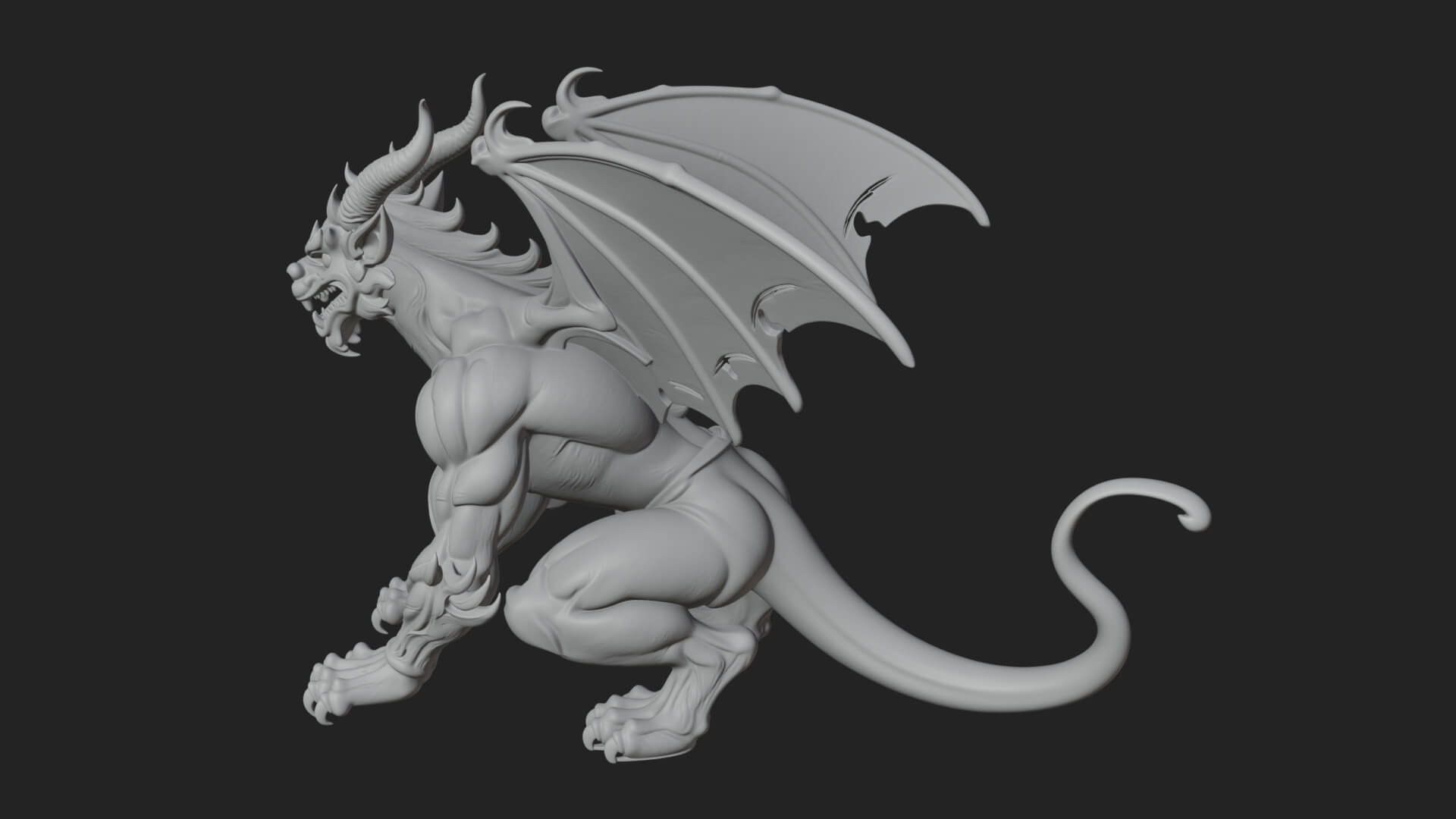 Winged Dragon Demon Statue Design 24 3D Print Model 3D Model