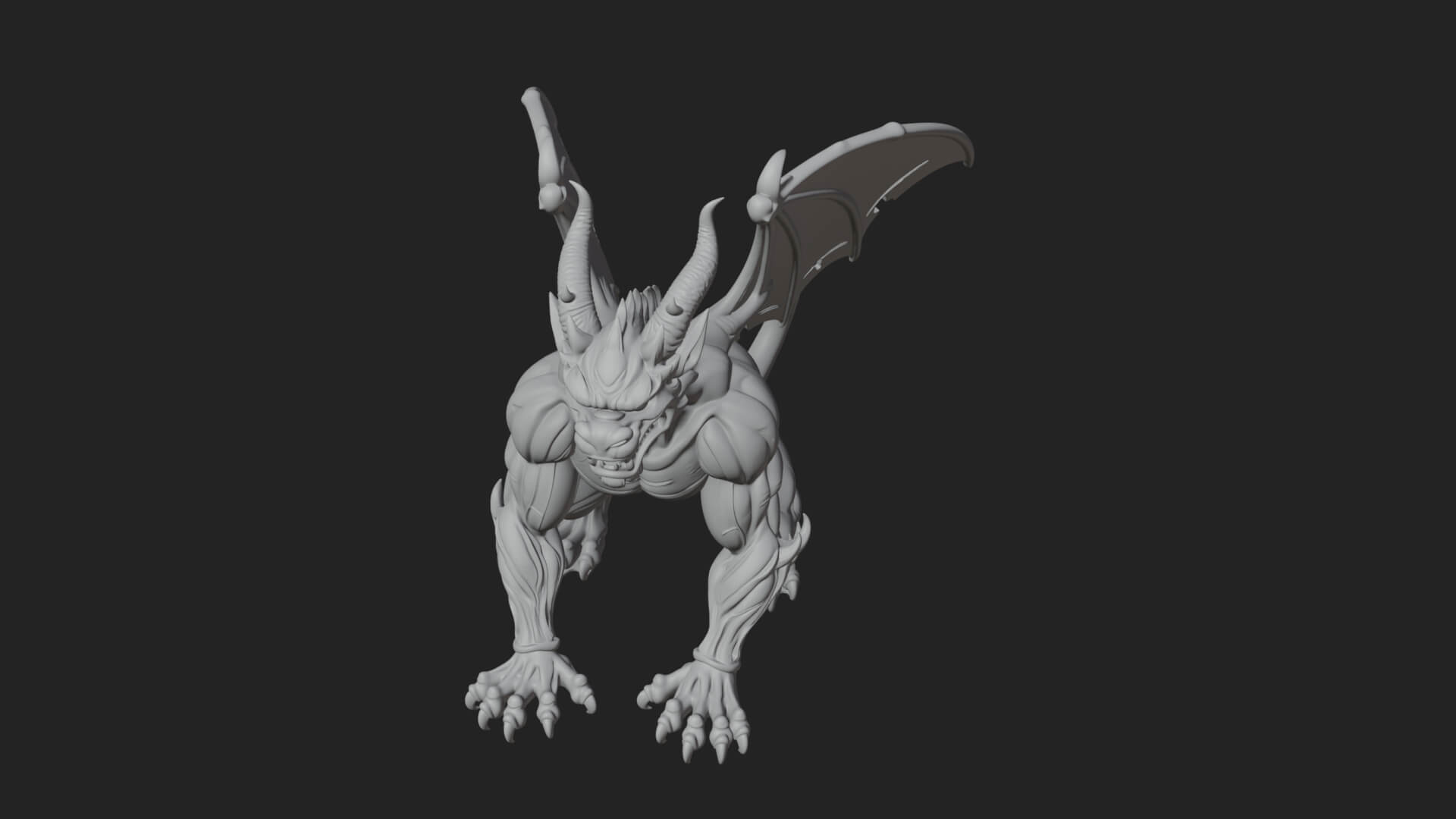 Winged Dragon Demon Statue Design 24 3D Print Model 3D Model