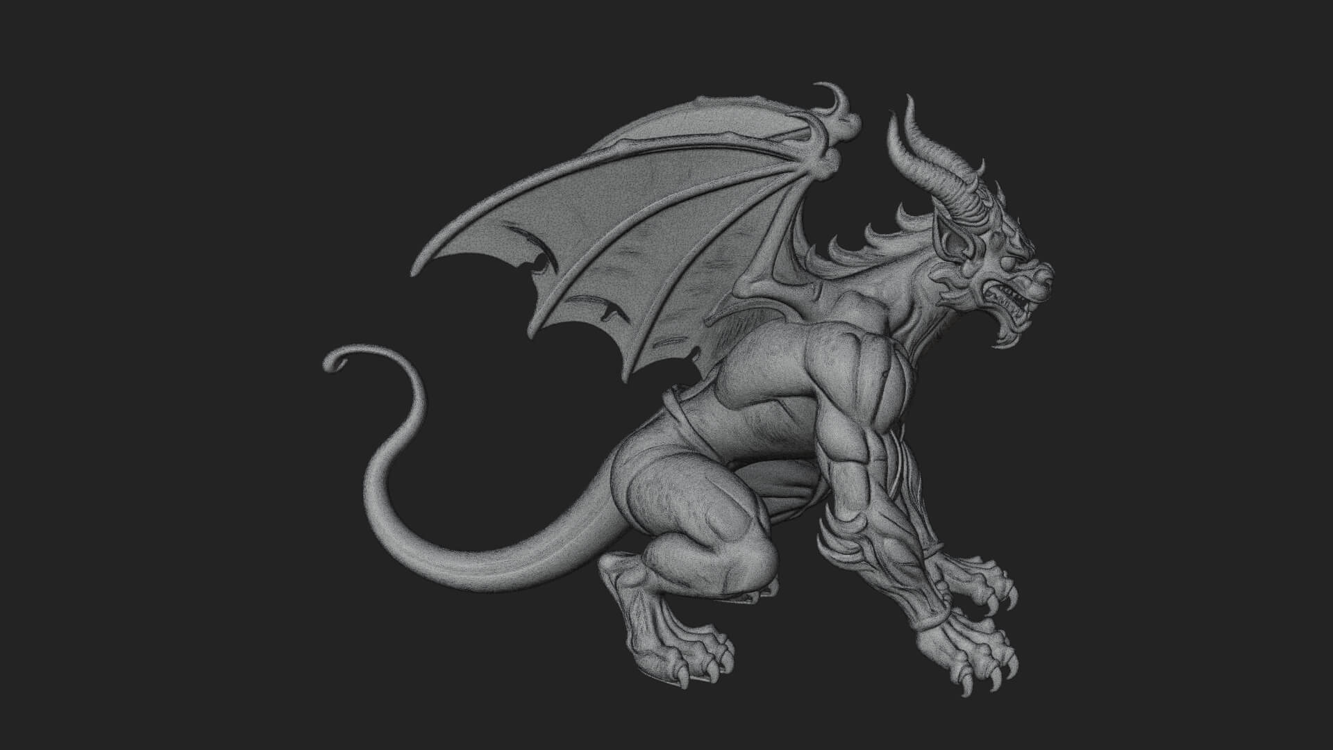 Winged Dragon Demon Statue Design 24 3D Print Model 3D Model