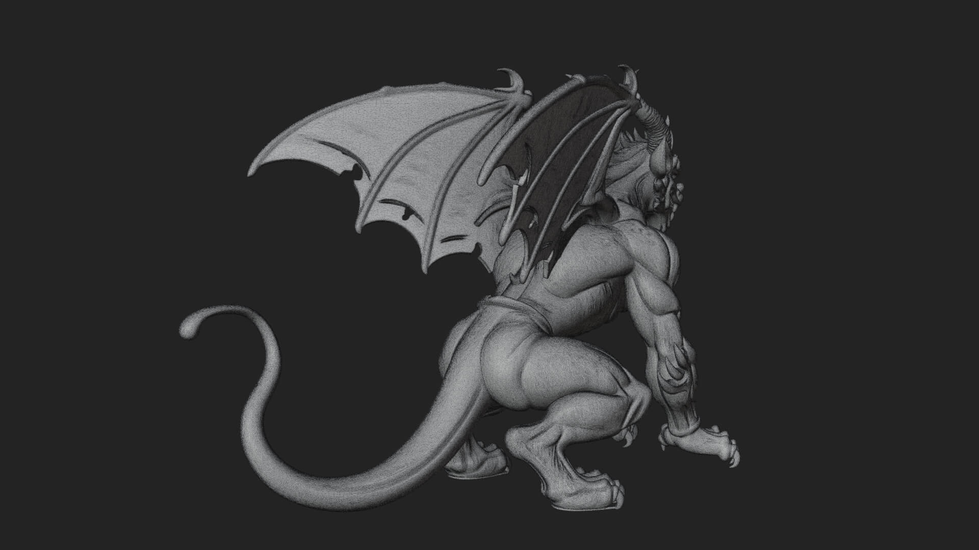 Winged Dragon Demon Statue Design 24 3D Print Model 3D Model