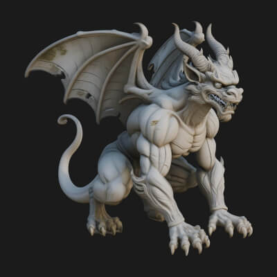 Winged Dragon Demon Statue Design 24 3D Print Model