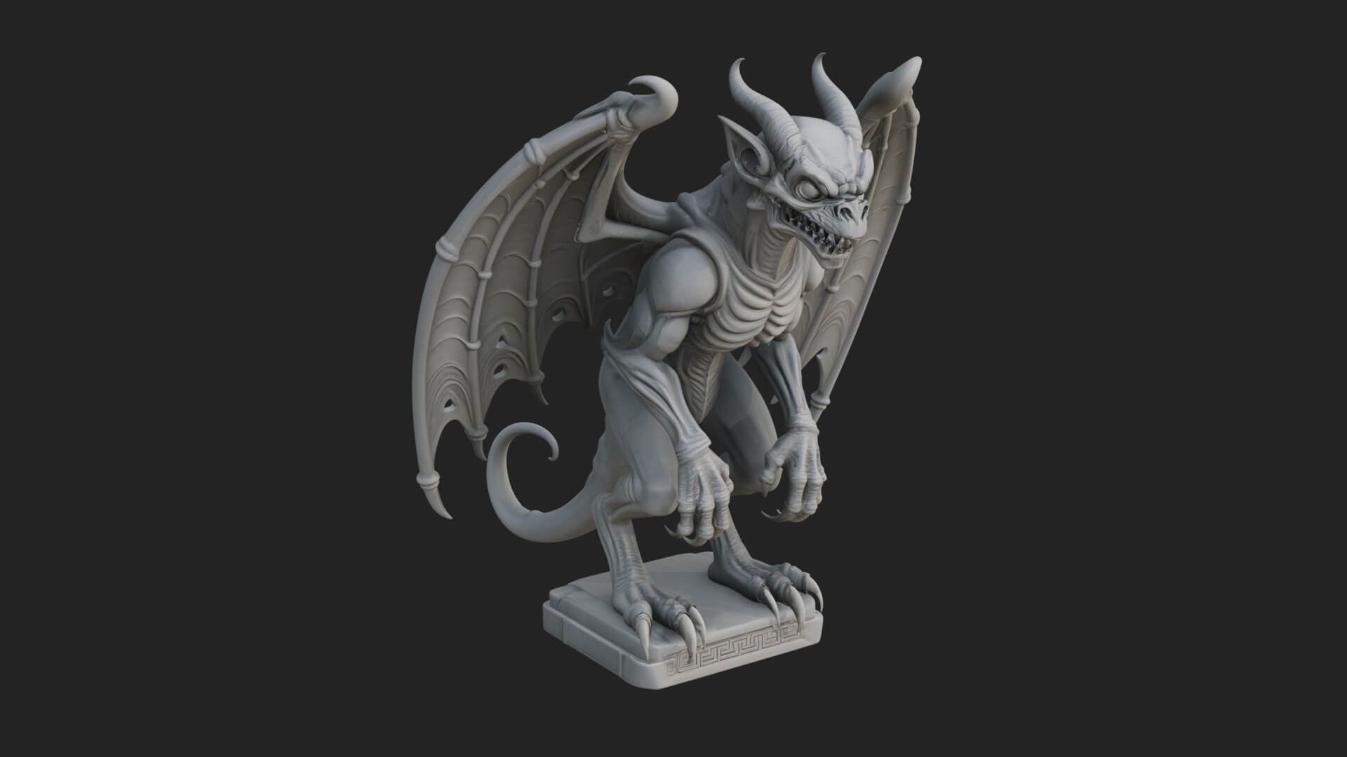 Winged Dragon Demon Statue Design 25 3D Print Model 3D Model