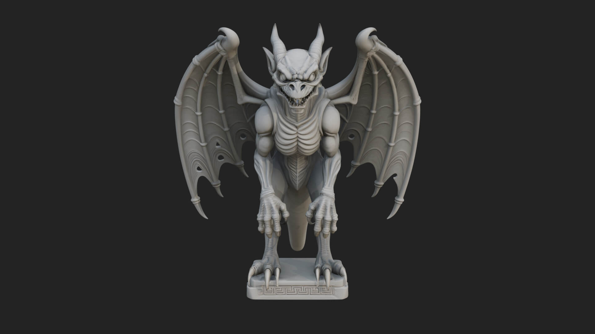Winged Dragon Demon Statue Design 25 3D Print Model 3D Model