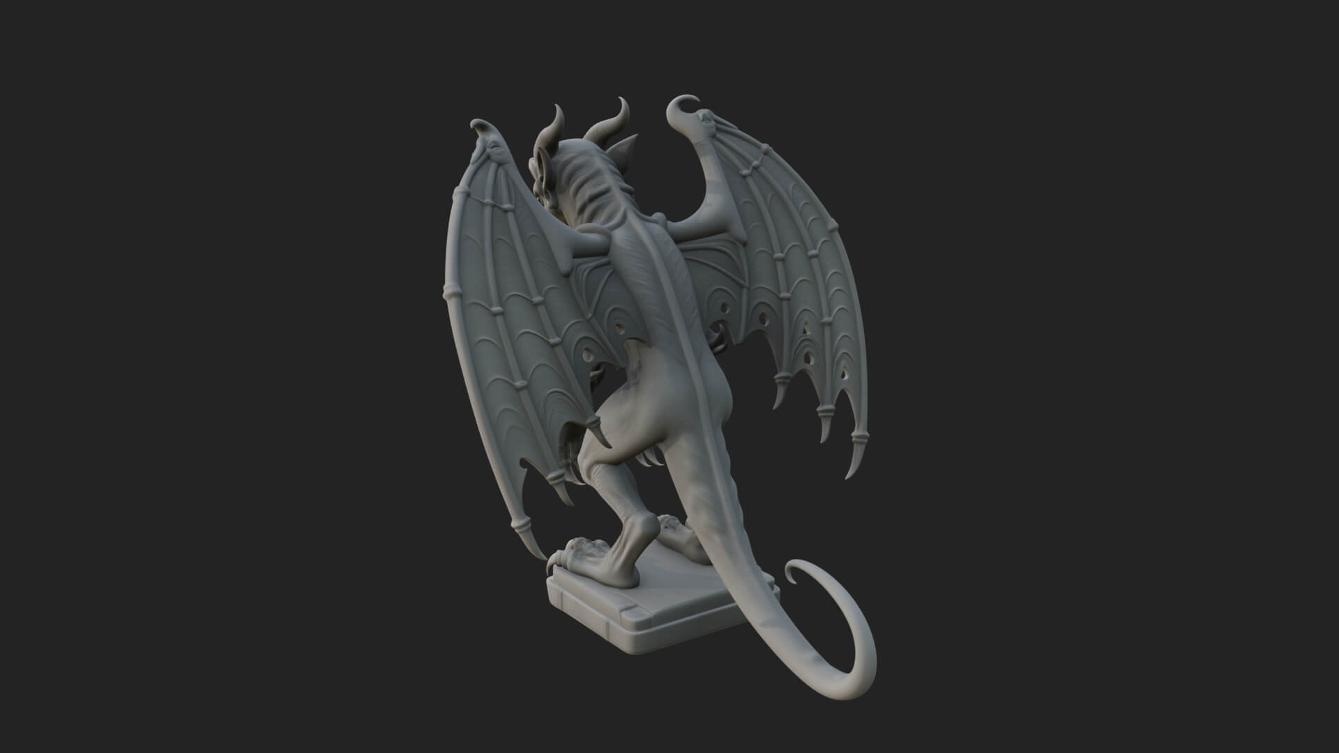 Winged Dragon Demon Statue Design 25 3D Print Model 3D Model