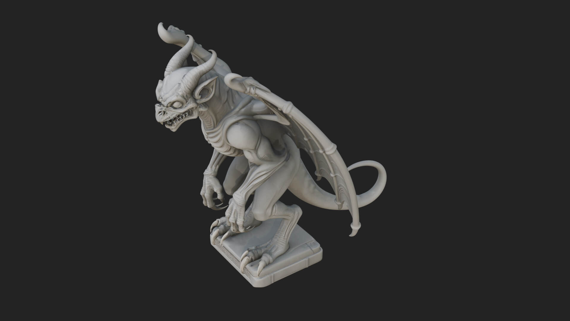 Winged Dragon Demon Statue Design 25 3D Print Model 3D Model