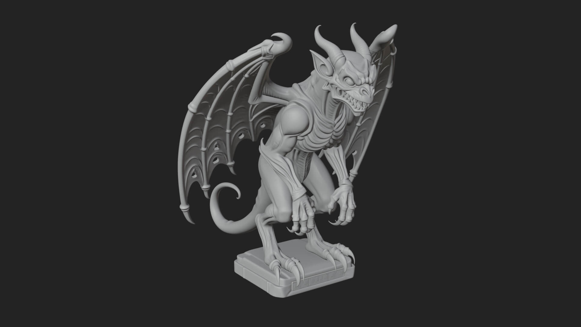 Winged Dragon Demon Statue Design 25 3D Print Model 3D Model