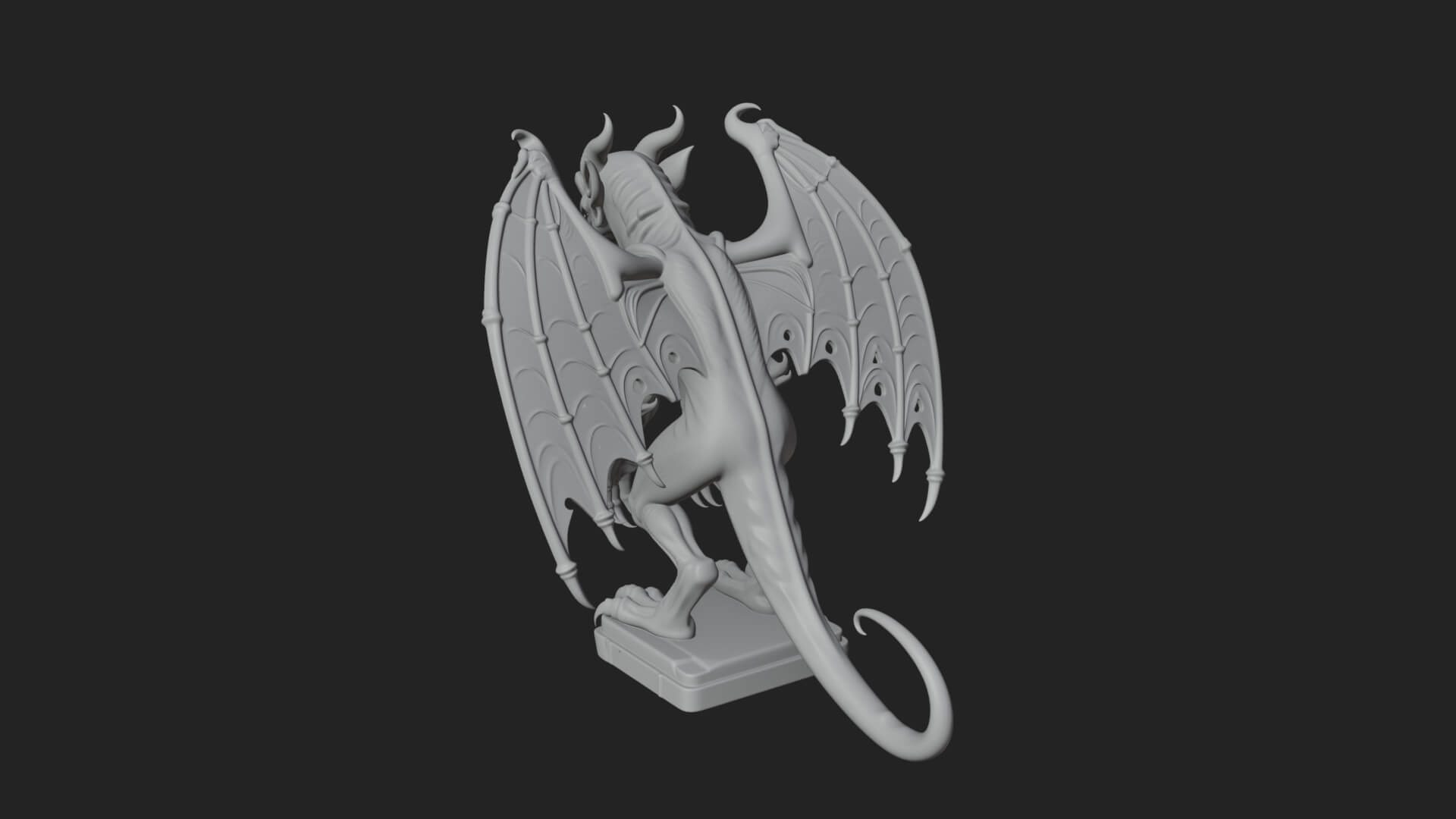Winged Dragon Demon Statue Design 25 3D Print Model 3D Model