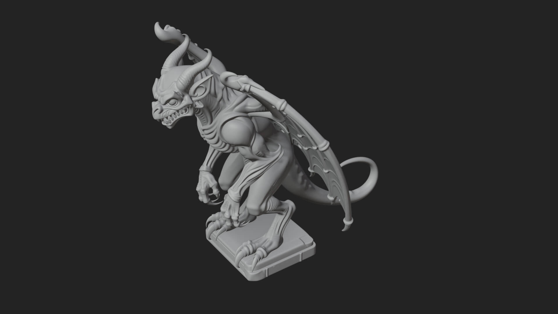 Winged Dragon Demon Statue Design 25 3D Print Model 3D Model