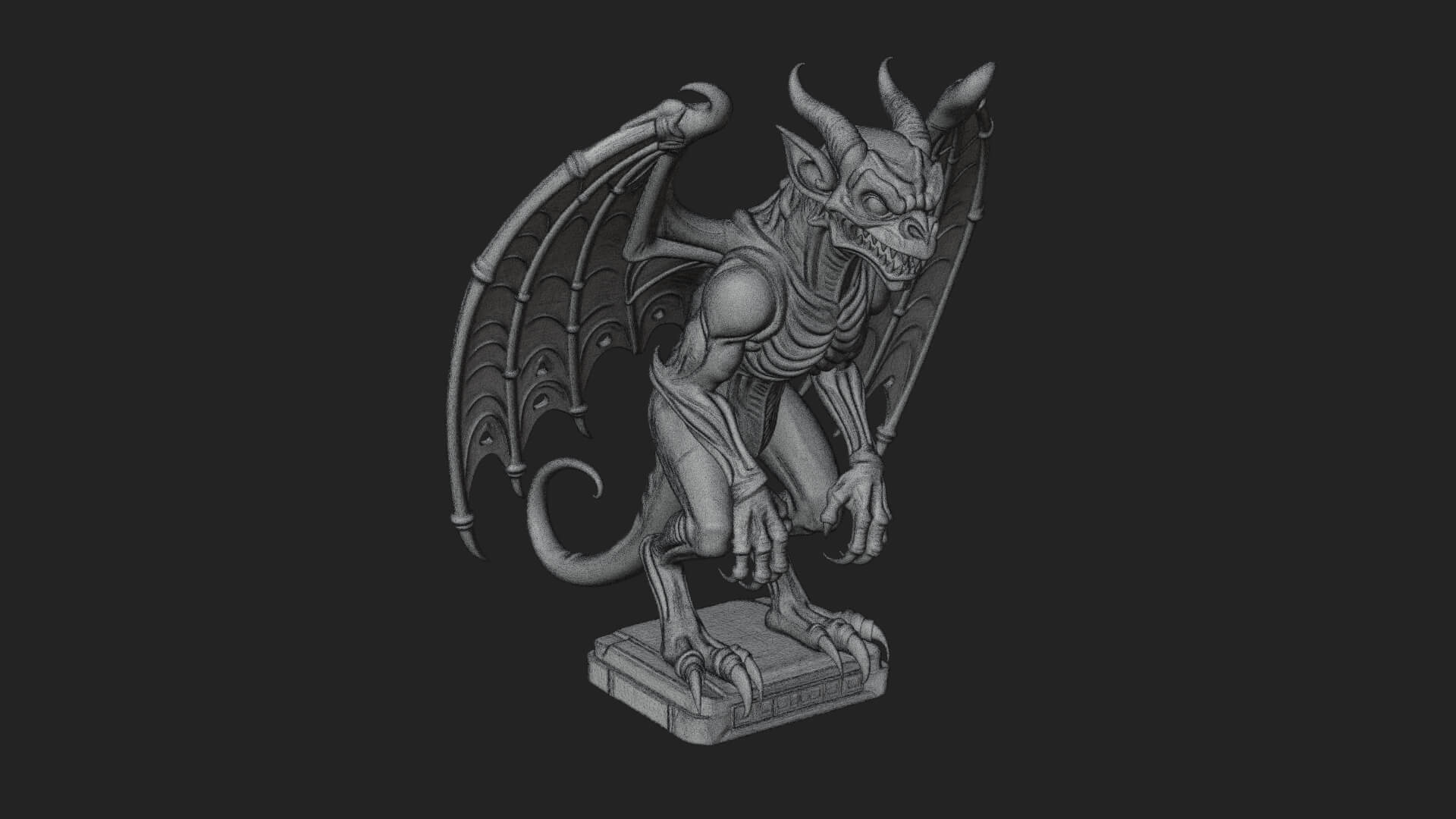Winged Dragon Demon Statue Design 25 3D Print Model 3D Model