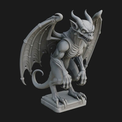 Winged Dragon Demon Statue Design 25 3D Print Model