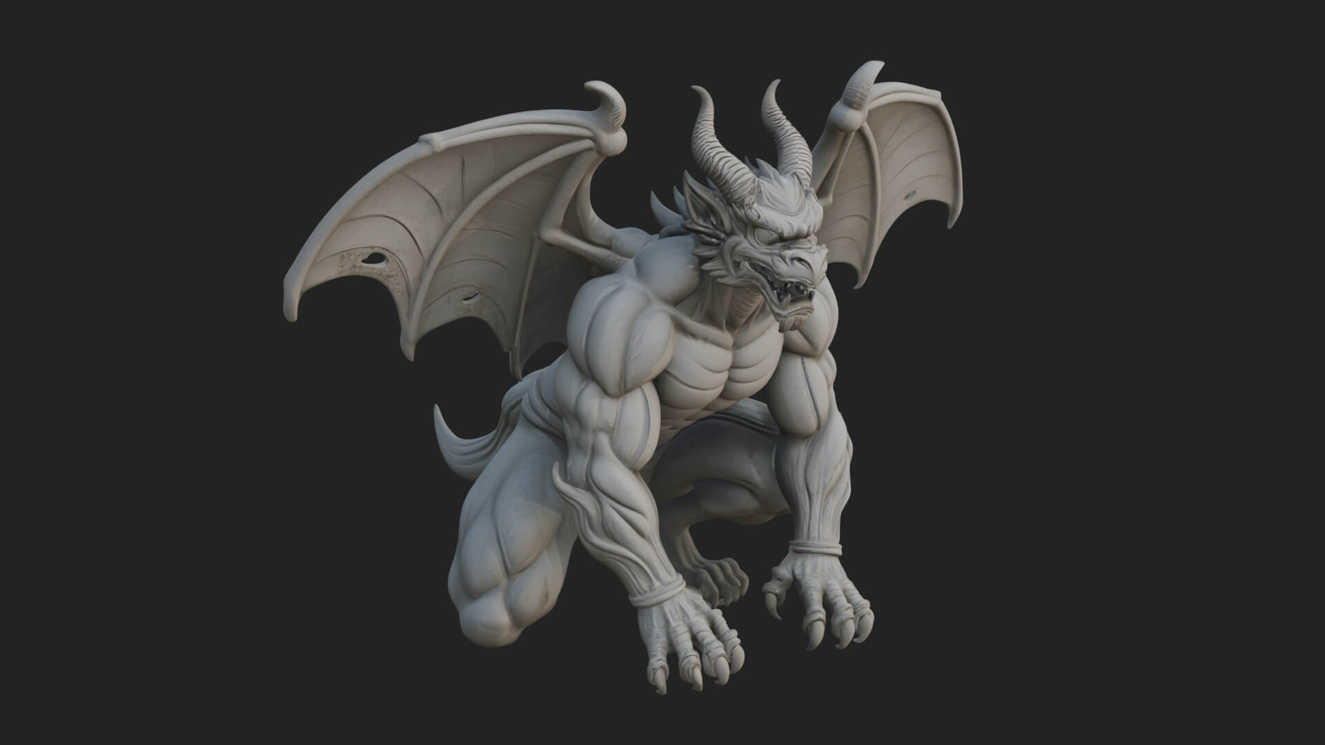 Winged Dragon Demon Statue Design 26 3D Print Model 3D Model