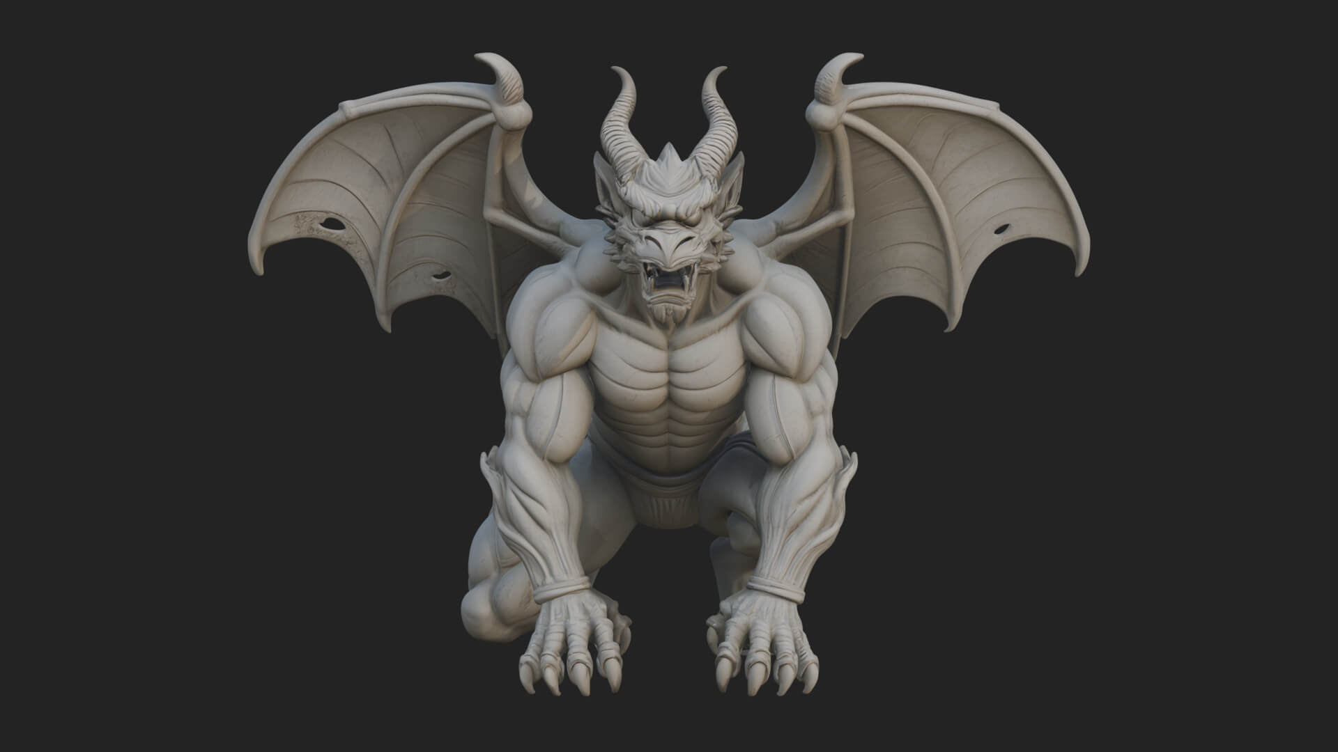 Winged Dragon Demon Statue Design 26 3D Print Model 3D Model