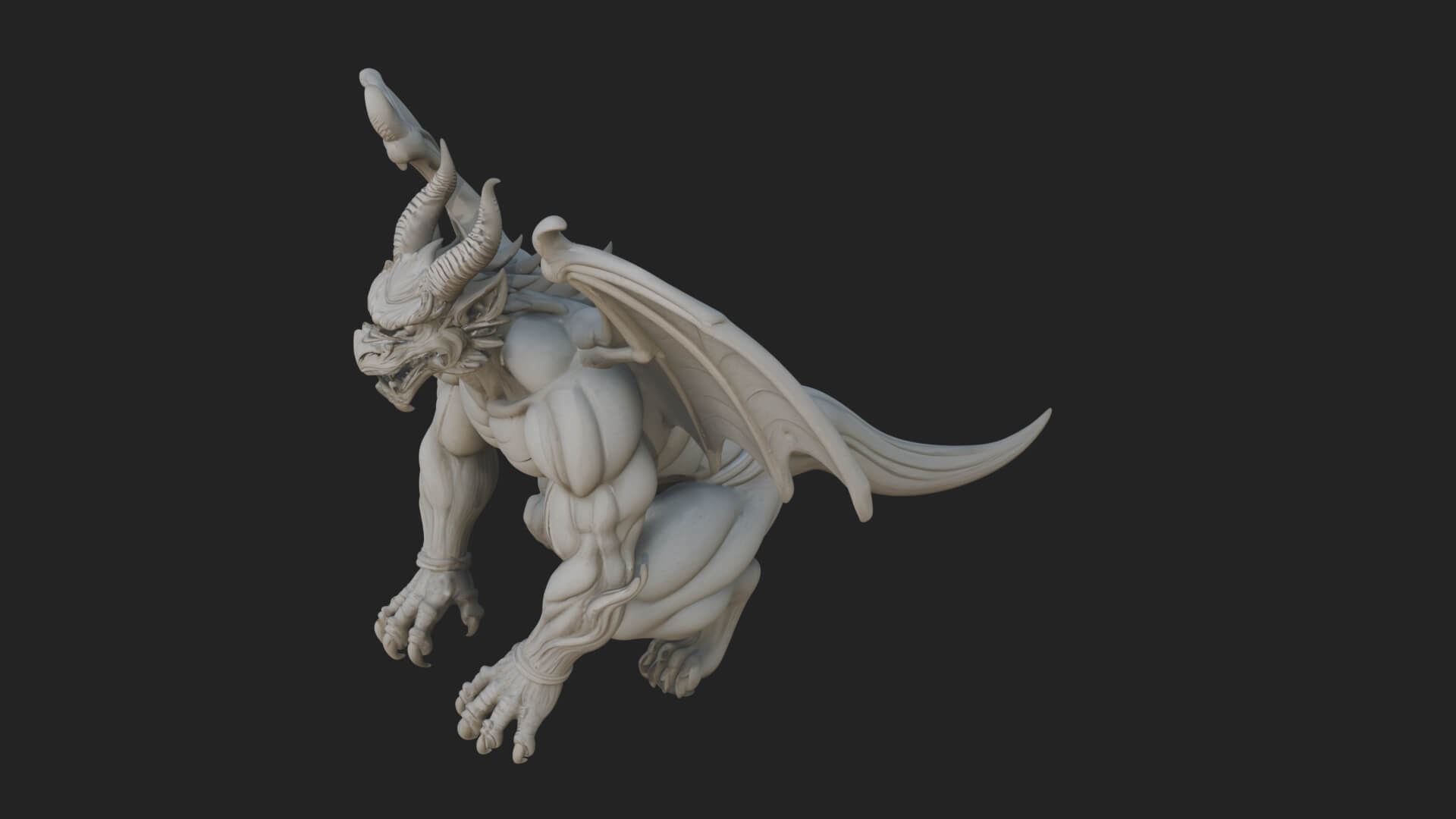 Winged Dragon Demon Statue Design 26 3D Print Model 3D Model