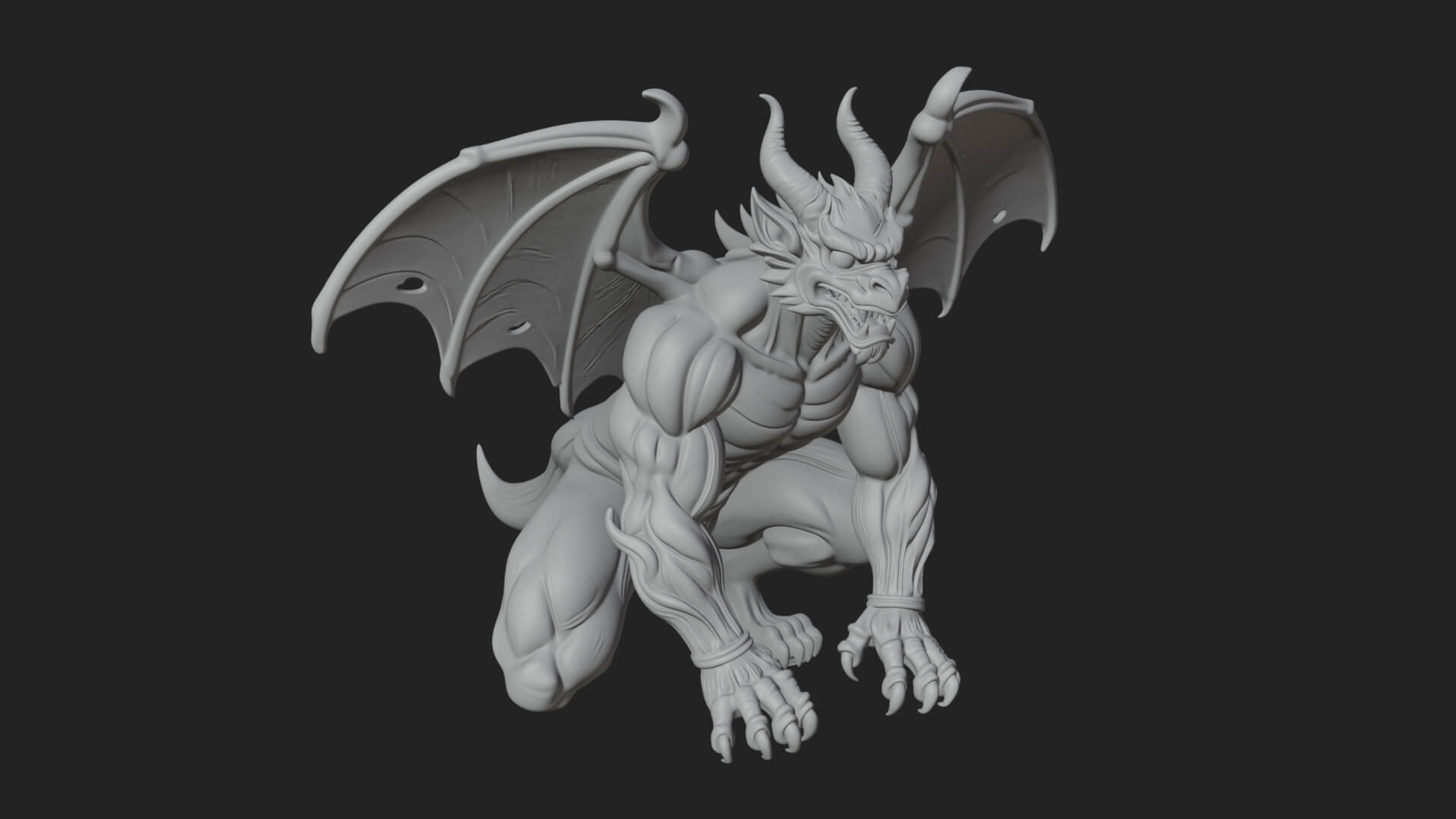 Winged Dragon Demon Statue Design 26 3D Print Model 3D Model