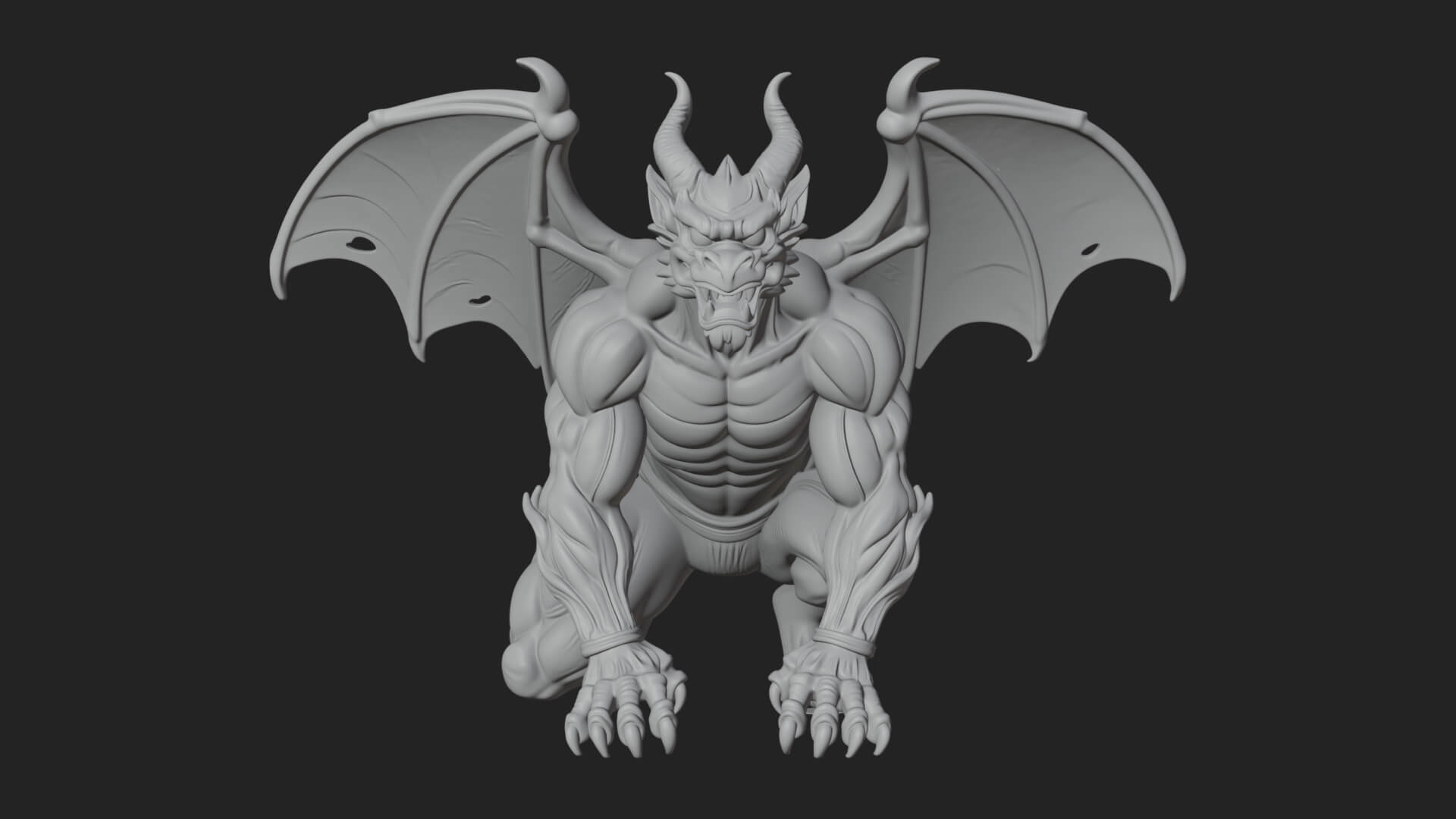 Winged Dragon Demon Statue Design 26 3D Print Model 3D Model