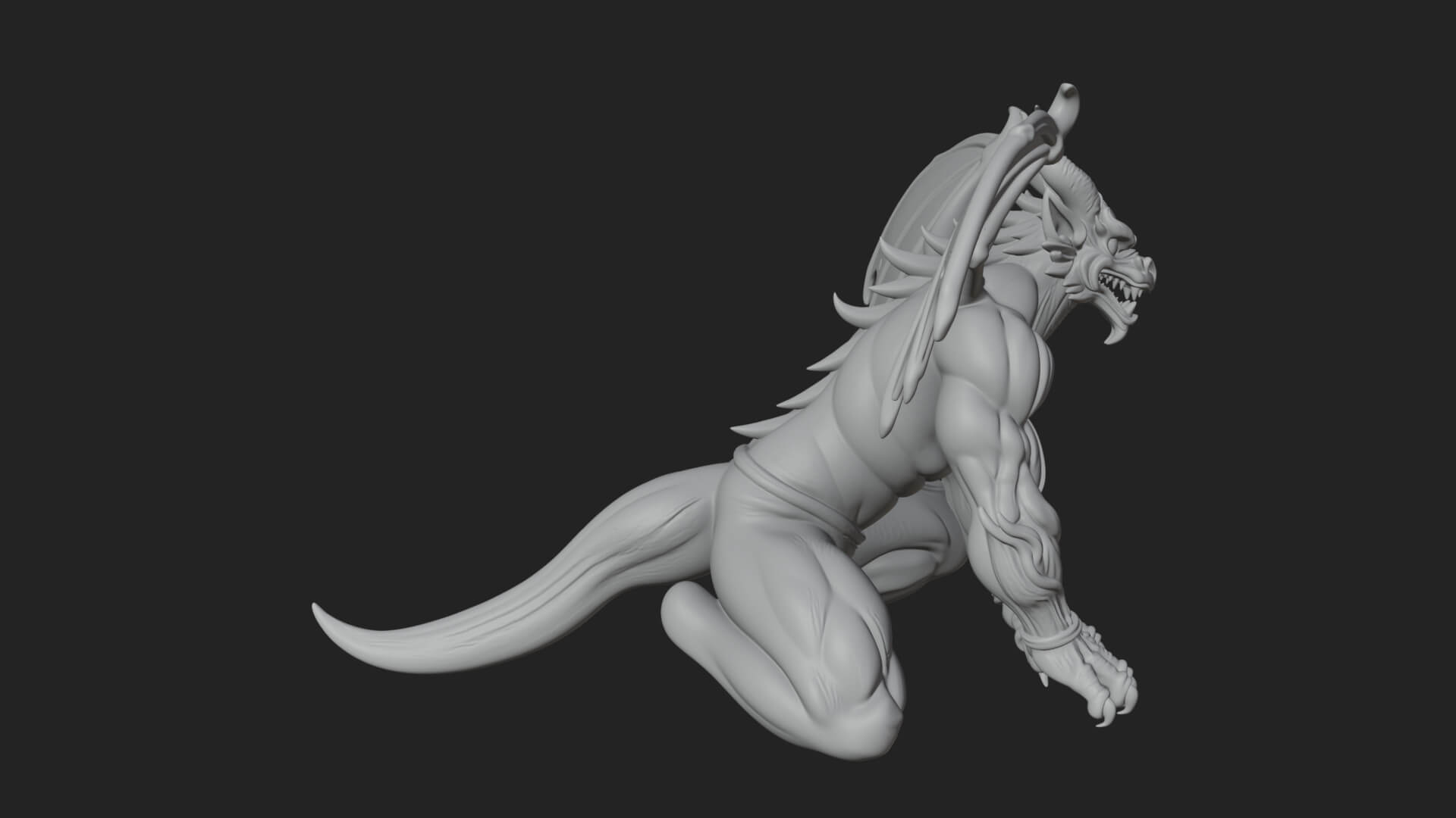 Winged Dragon Demon Statue Design 26 3D Print Model 3D Model