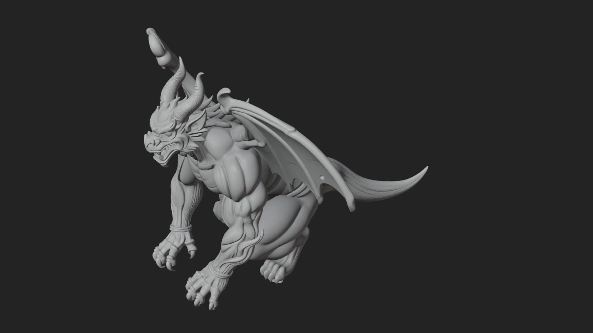 Winged Dragon Demon Statue Design 26 3D Print Model 3D Model