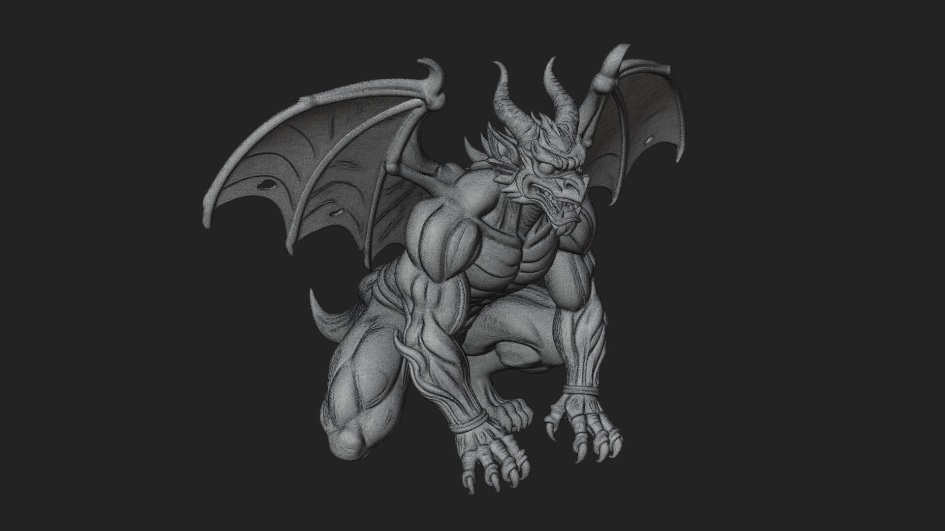 Winged Dragon Demon Statue Design 26 3D Print Model 3D Model
