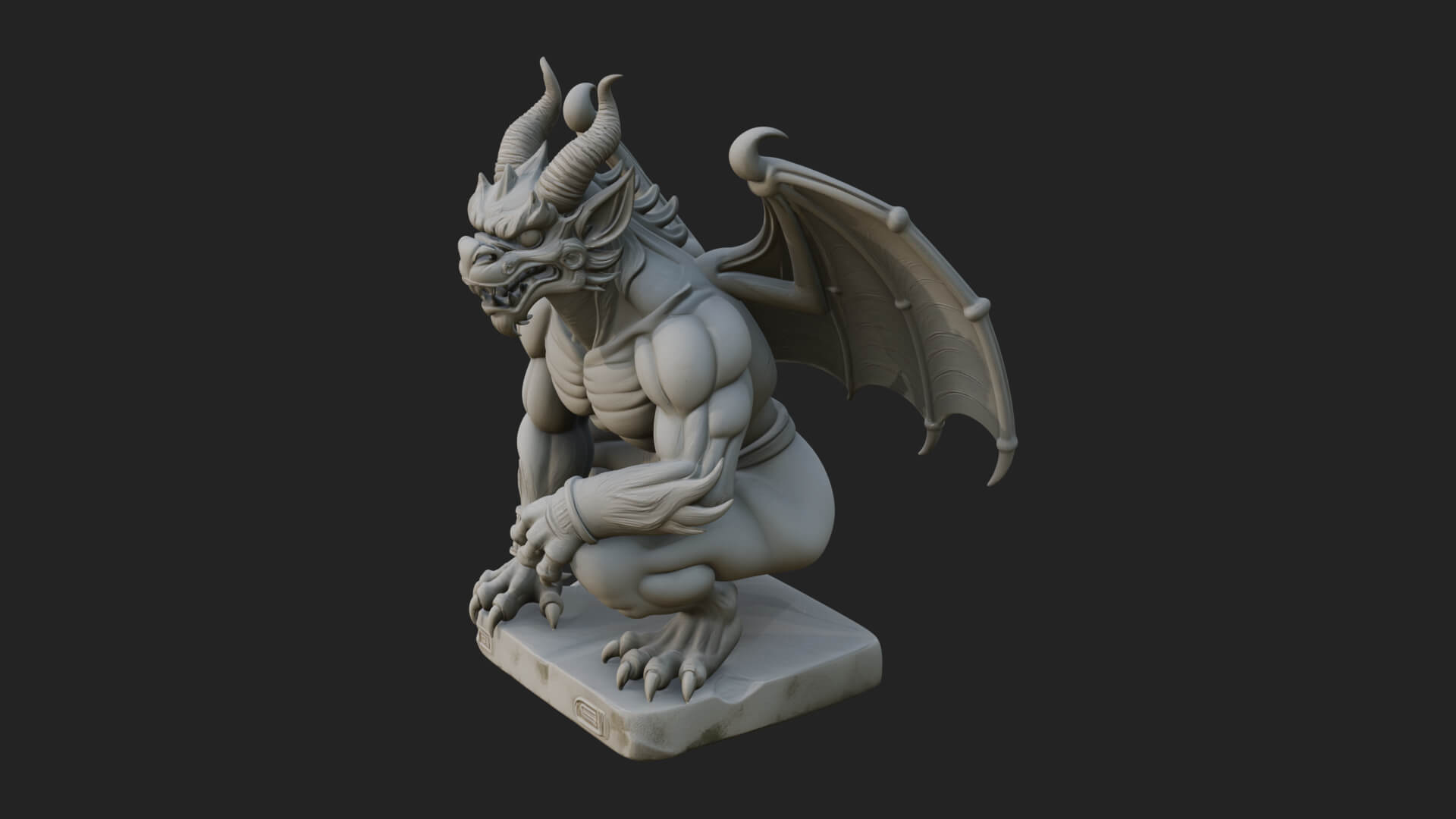 Winged Dragon Demon Statue Design 27 3D Print Model 3D Model