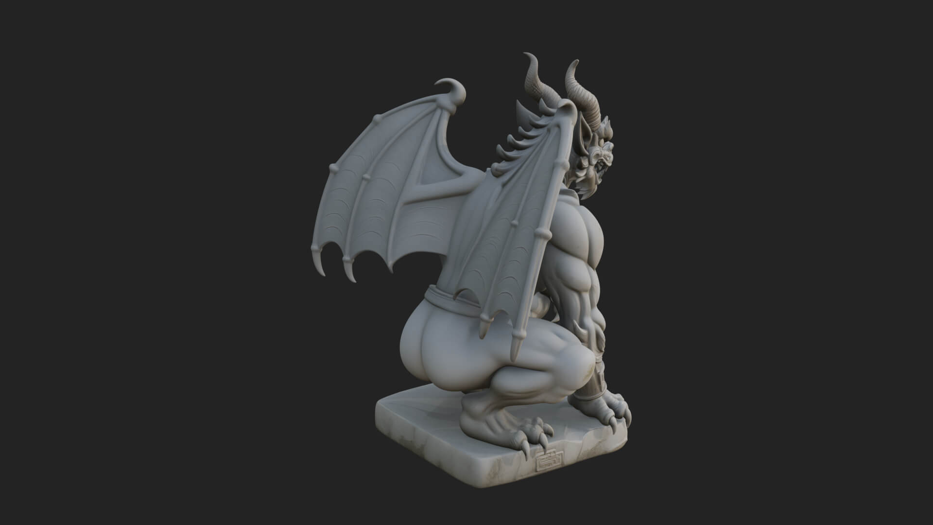 Winged Dragon Demon Statue Design 27 3D Print Model 3D Model