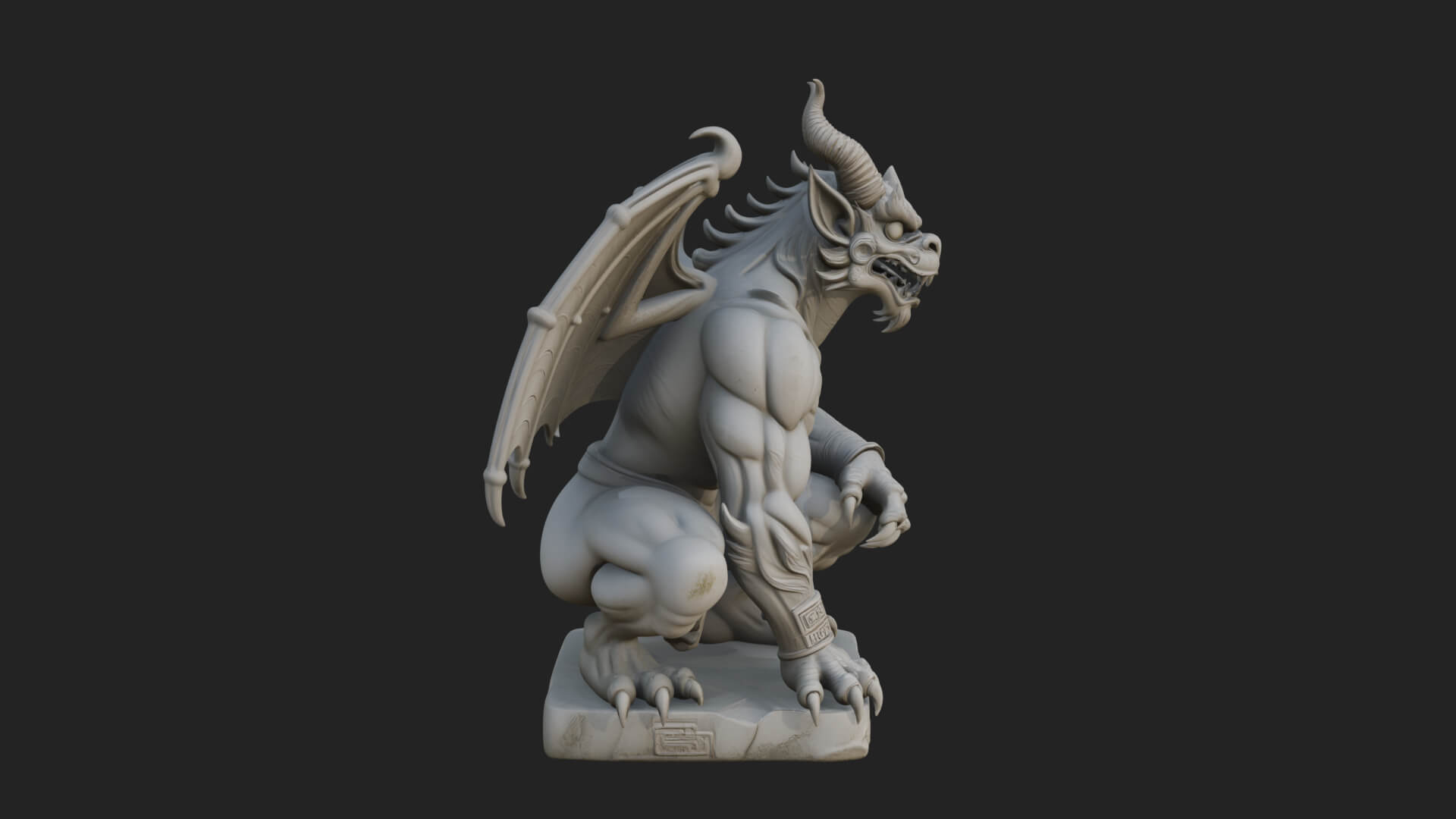Winged Dragon Demon Statue Design 27 3D Print Model 3D Model