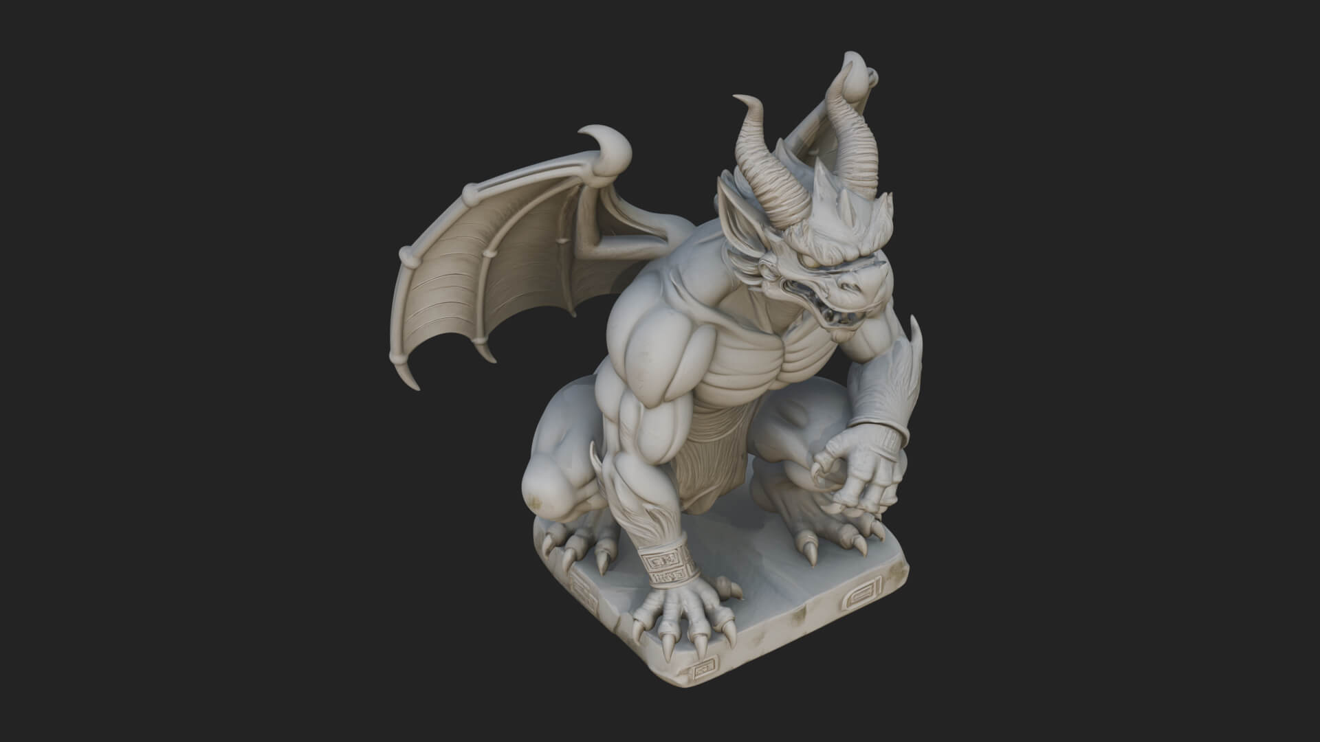 Winged Dragon Demon Statue Design 27 3D Print Model 3D Model