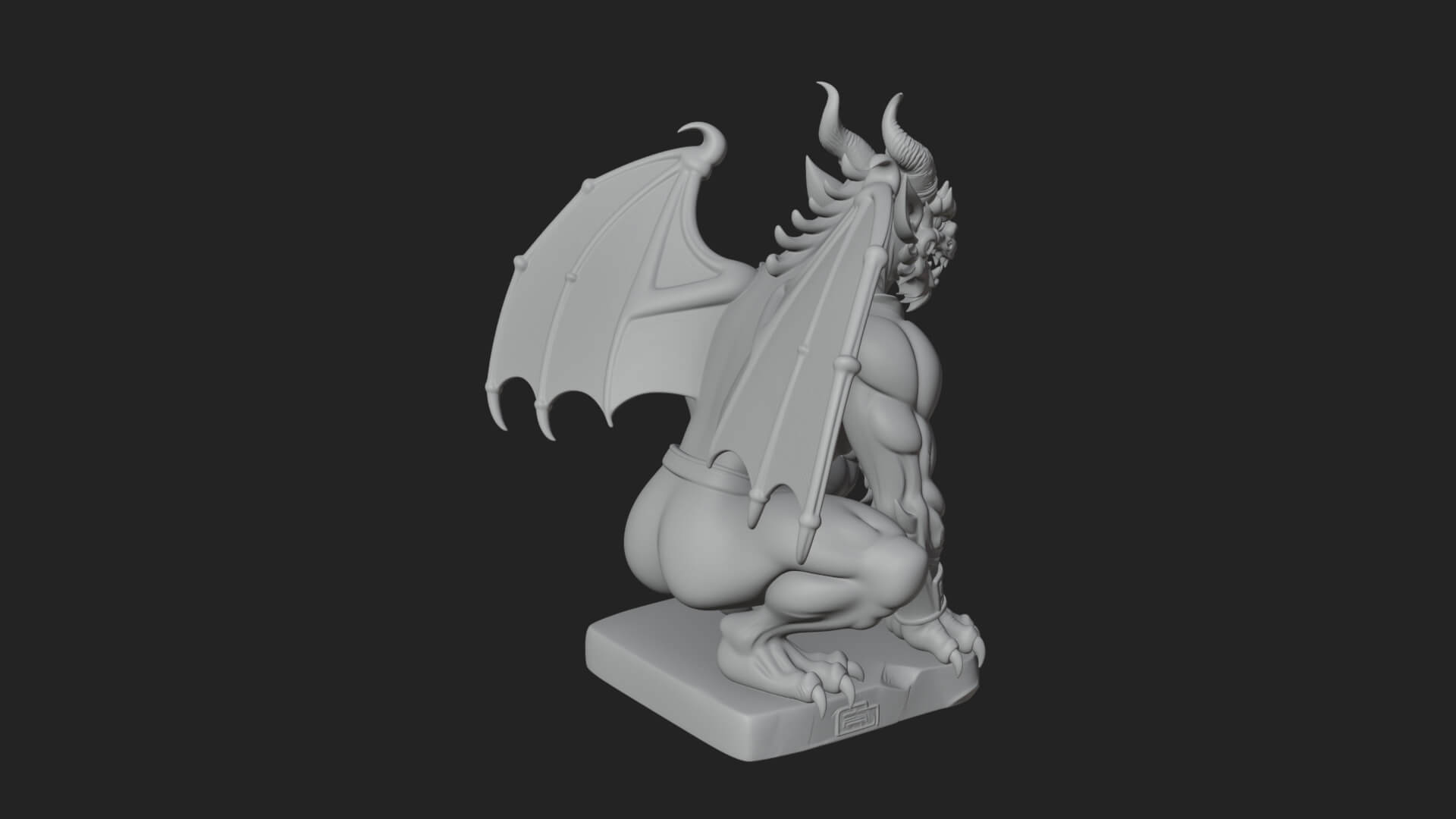 Winged Dragon Demon Statue Design 27 3D Print Model 3D Model