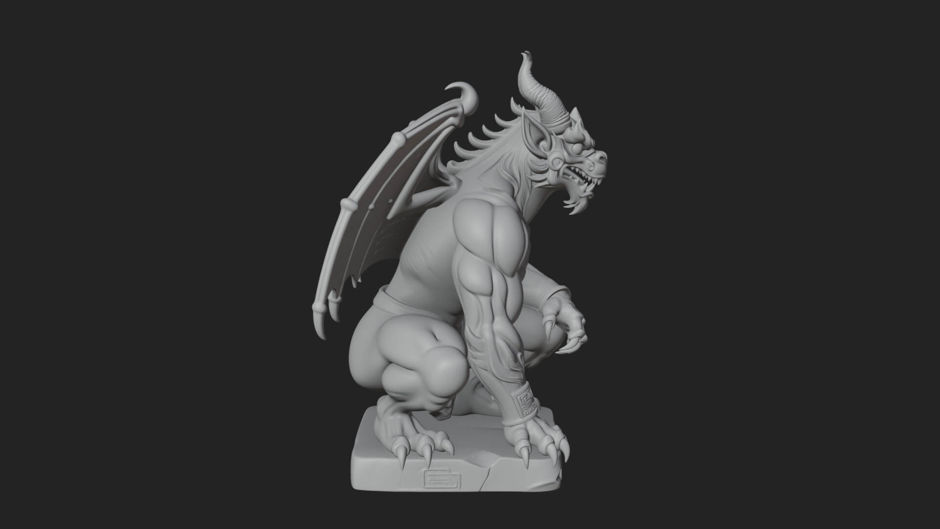 Winged Dragon Demon Statue Design 27 3D Print Model 3D Model